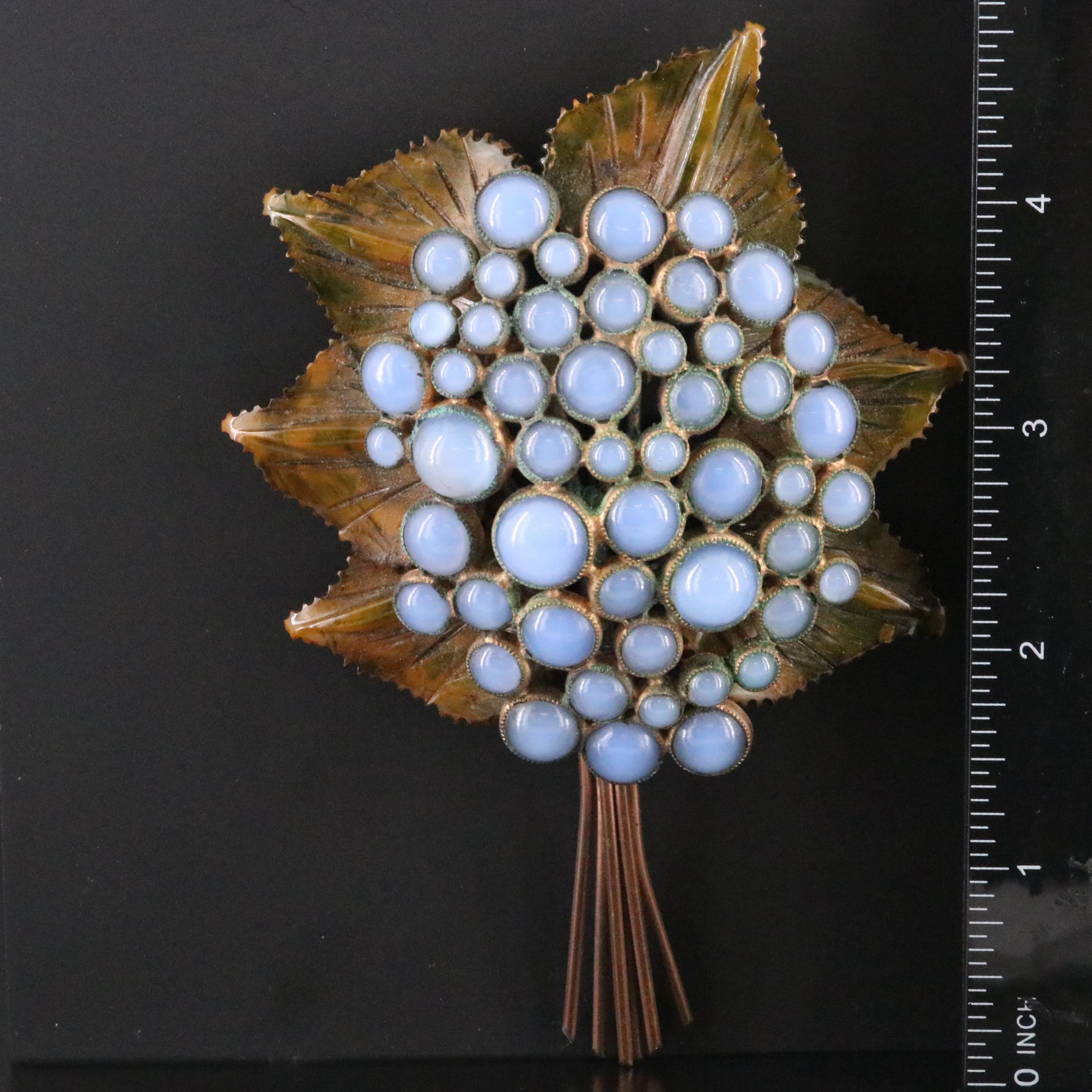 1940s B. Blumenthal & Co. Bakelite and Glass Floral Brooch