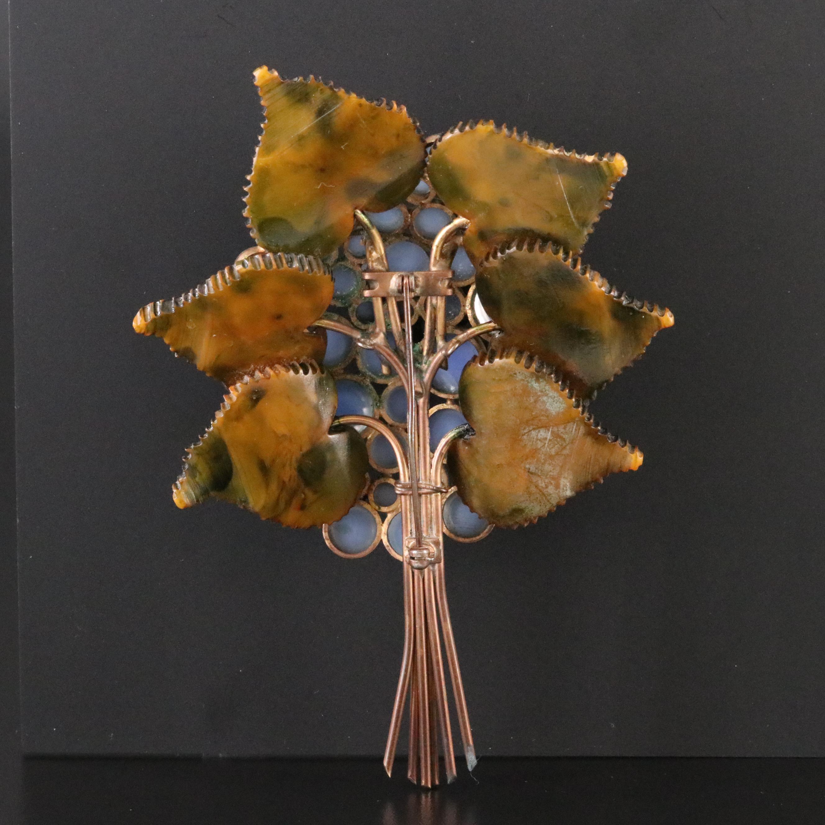 1940s B. Blumenthal & Co. Bakelite and Glass Floral Brooch