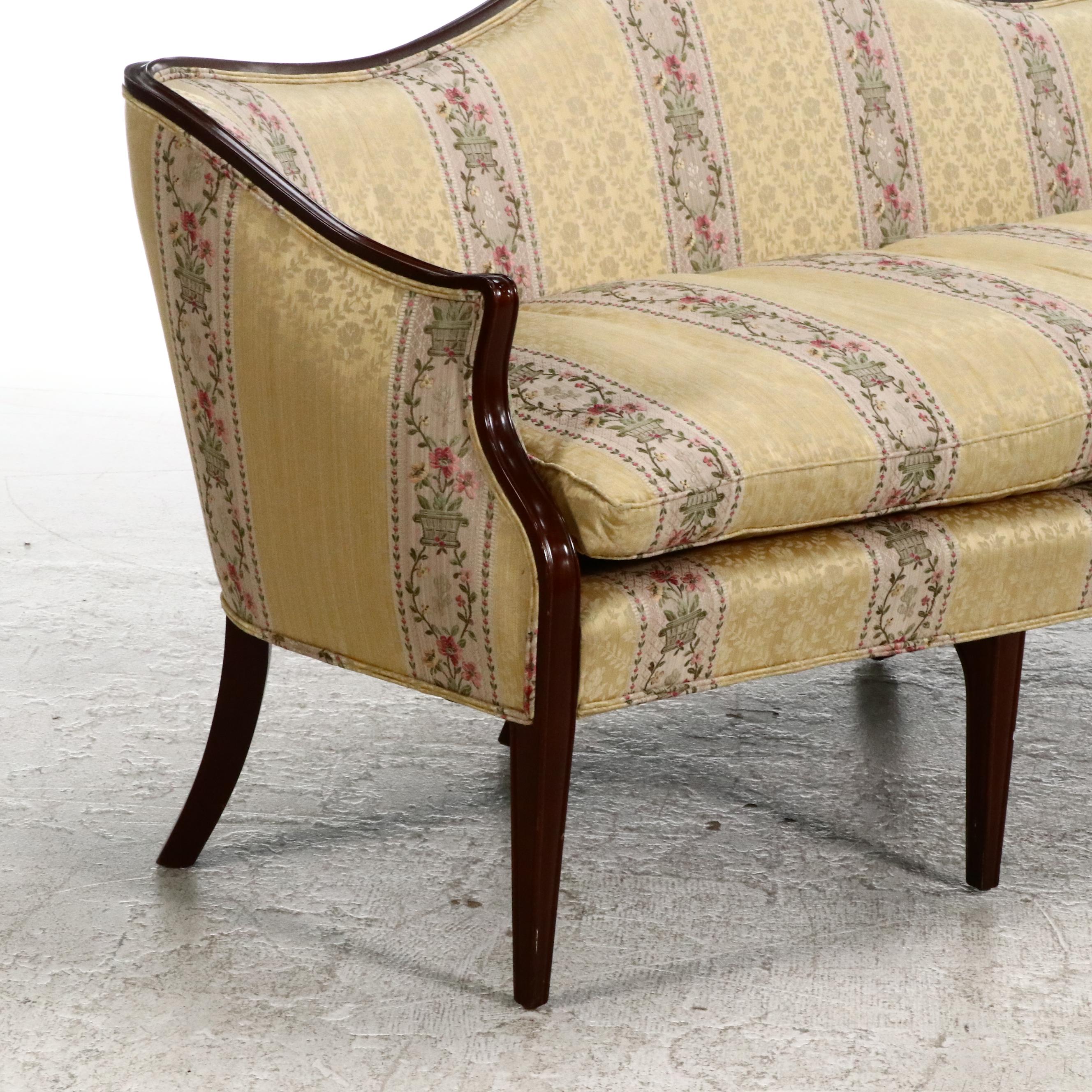 Biggs Manufacturing Co. Hepplewhite Style Upholstered Sofa, 20th Century