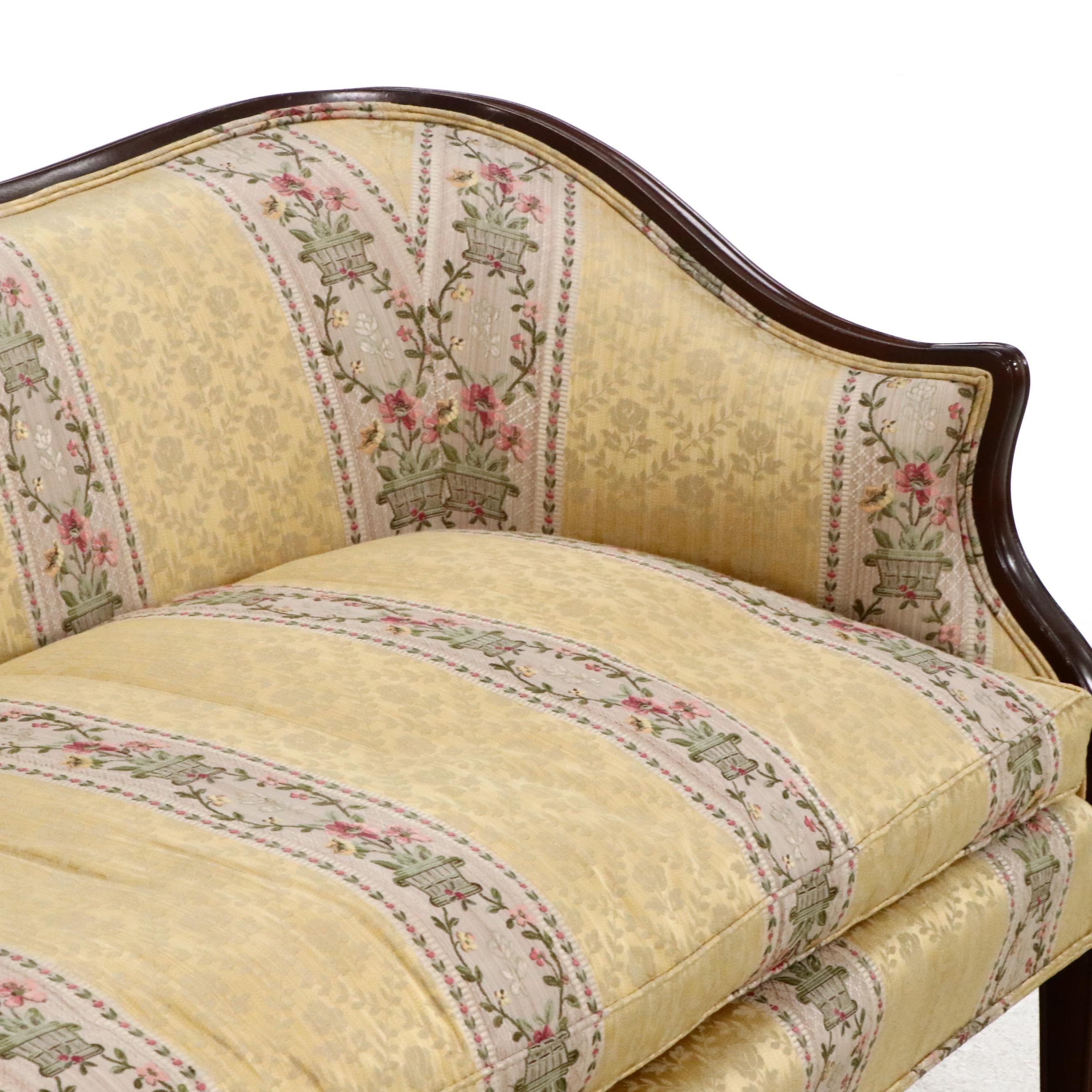 Biggs Manufacturing Co. Hepplewhite Style Upholstered Sofa, 20th Century