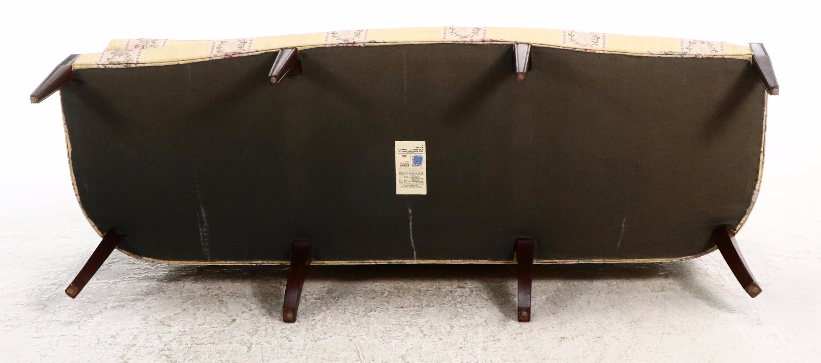 Biggs Manufacturing Co. Hepplewhite Style Upholstered Sofa, 20th Century