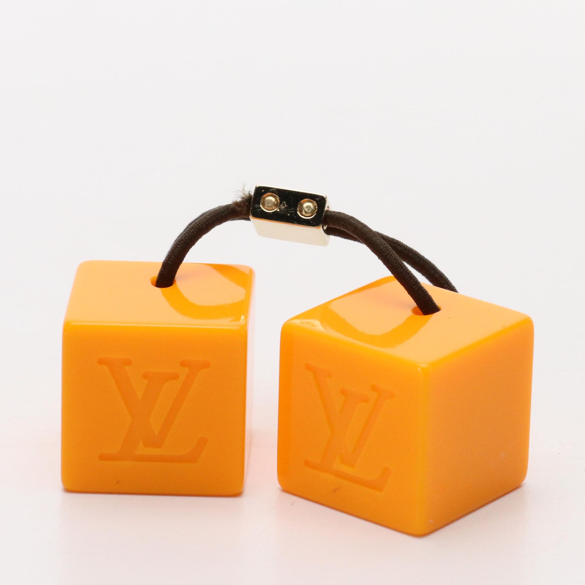 Louis Vuitton Orange Monogram Resin Cubes Hair Tie