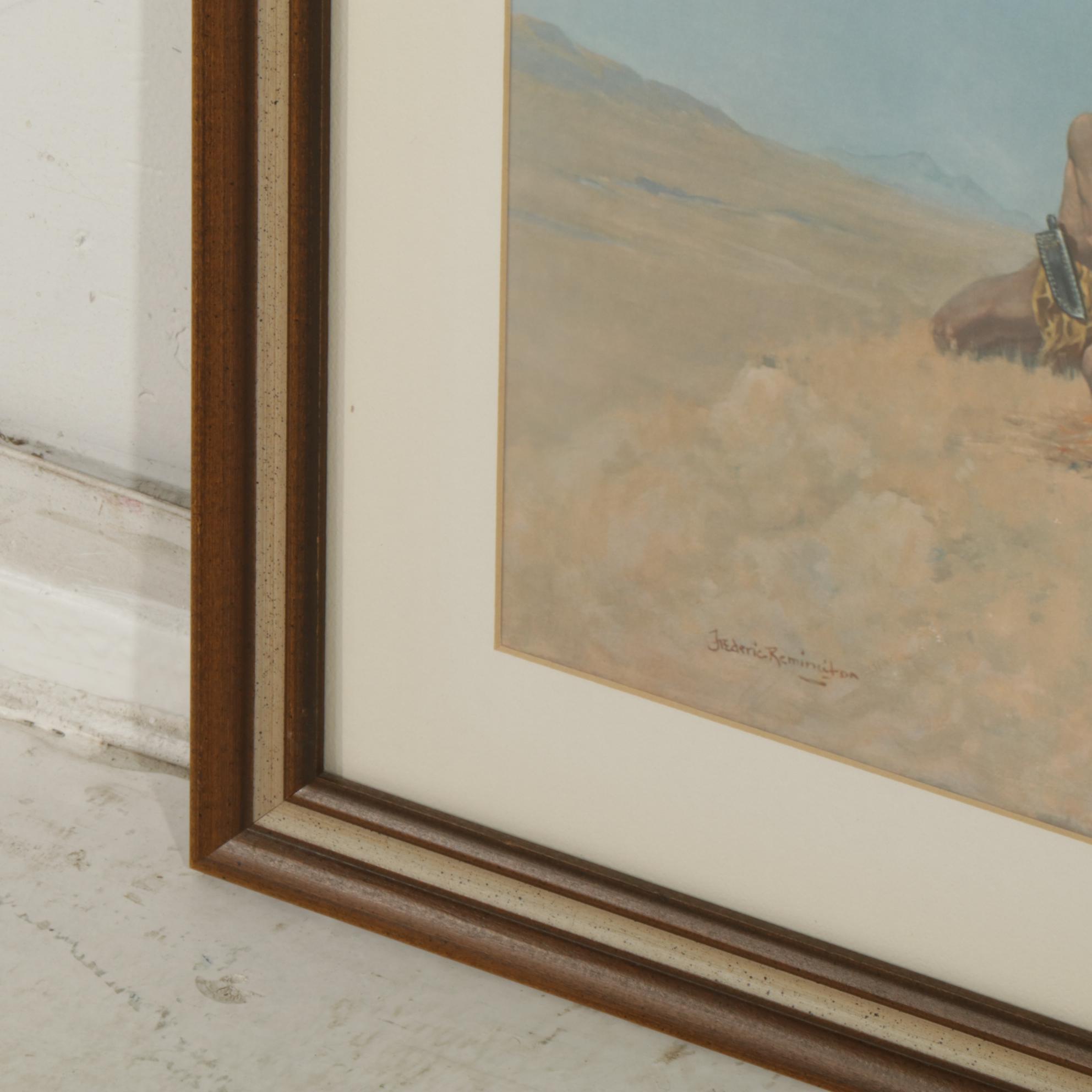 Offset Lithograph After Frederic Remington "Smoke Signal"