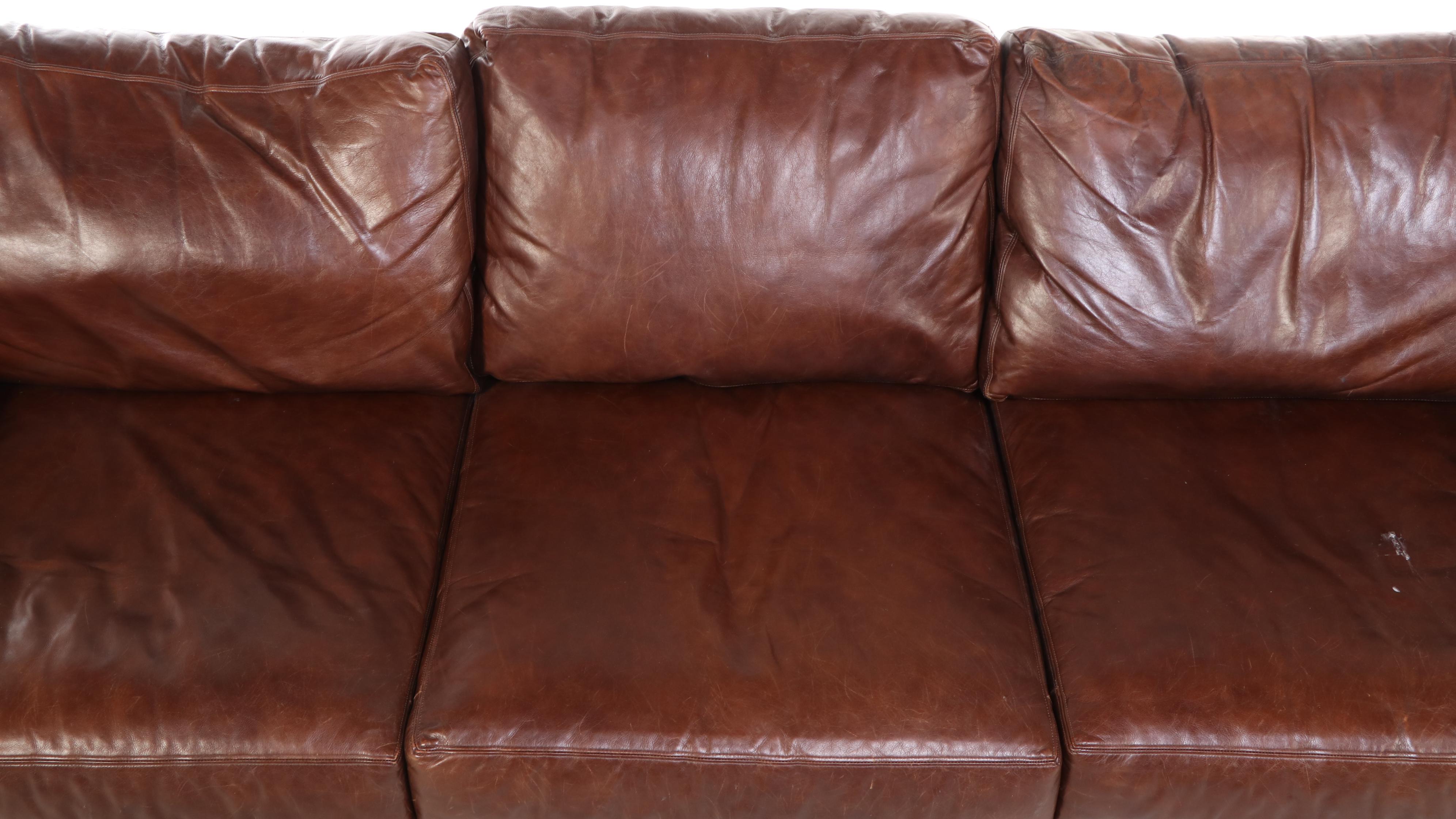 Pottery Barn "Turner" Square Arm Leather Sofa