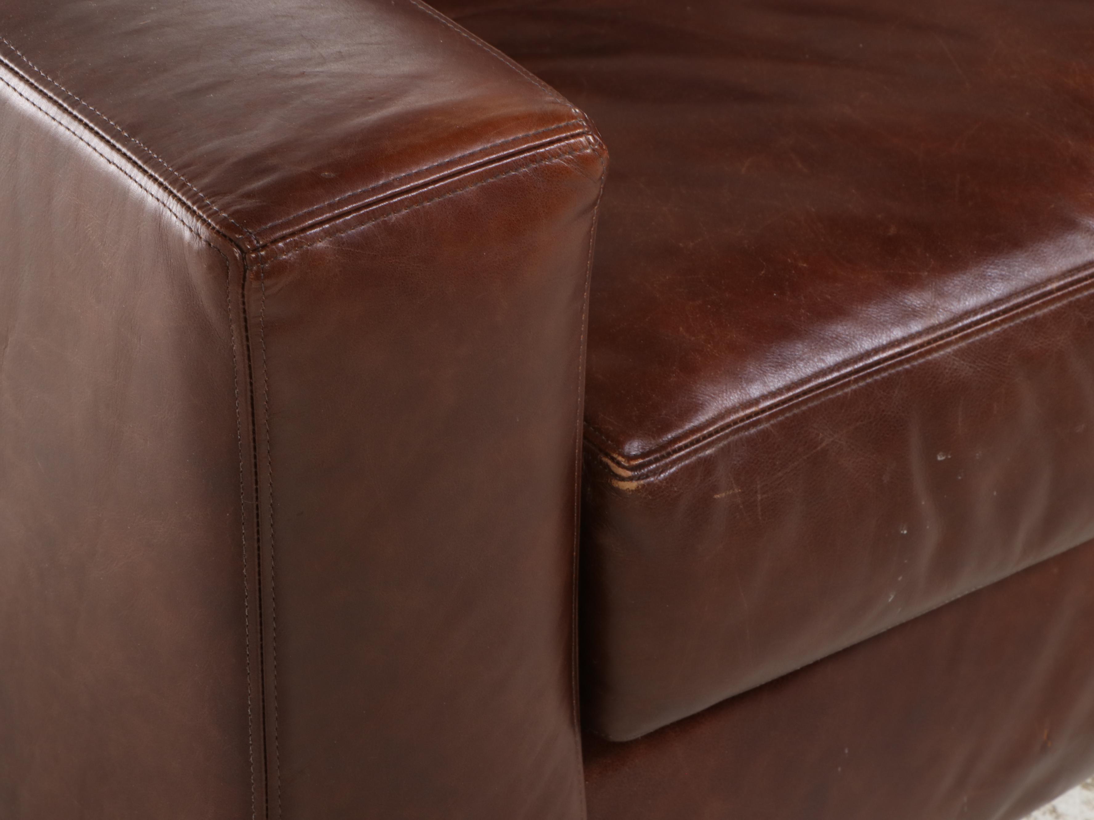 Pottery Barn "Turner" Square Arm Leather Sofa