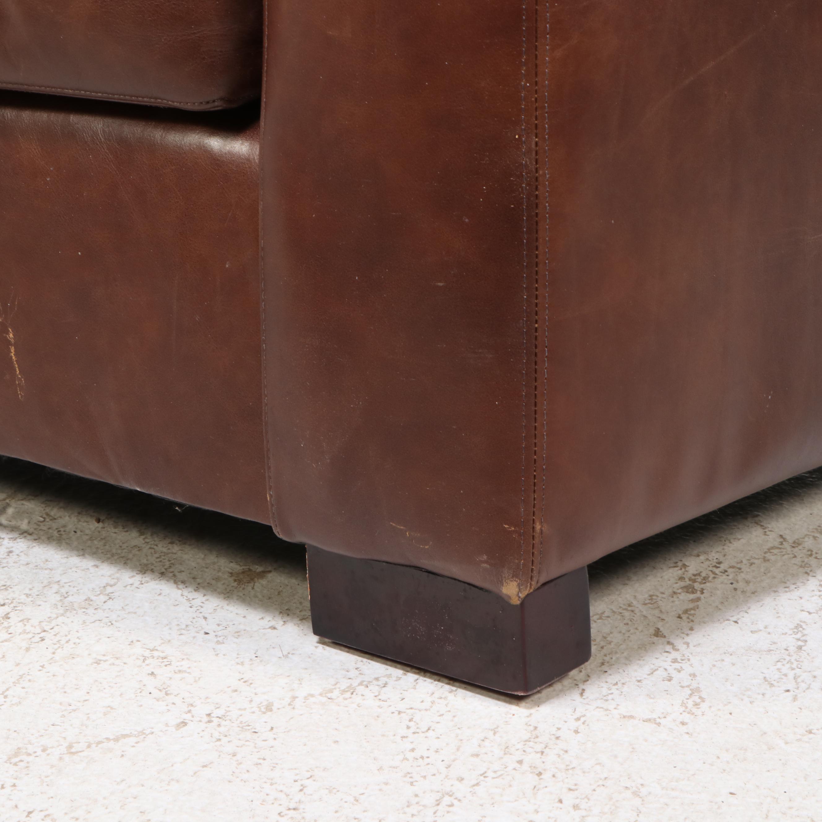 Pottery Barn "Turner" Square Arm Leather Sofa