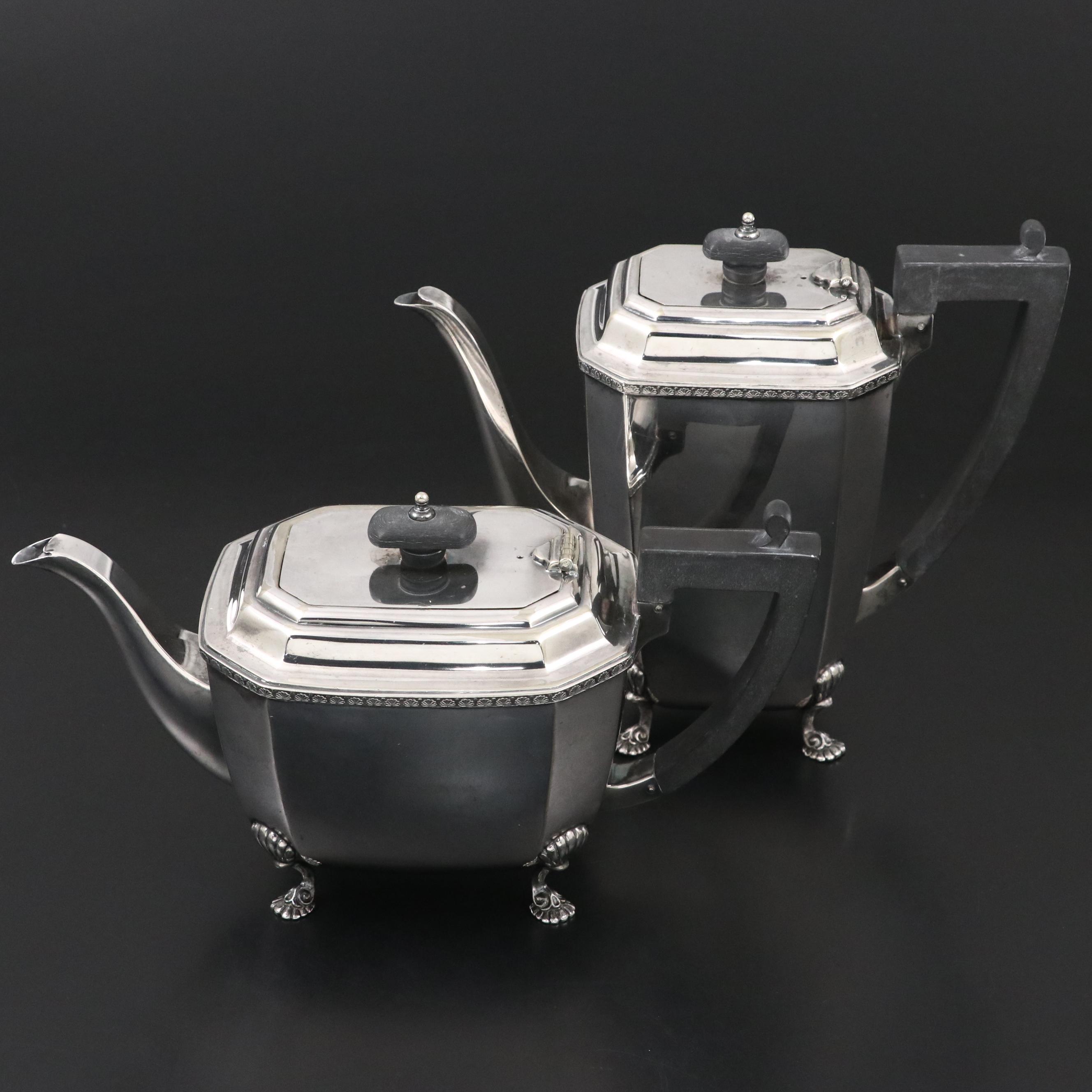 Antique Mappin & Webb English Silver Plate Tea and Coffee Pots