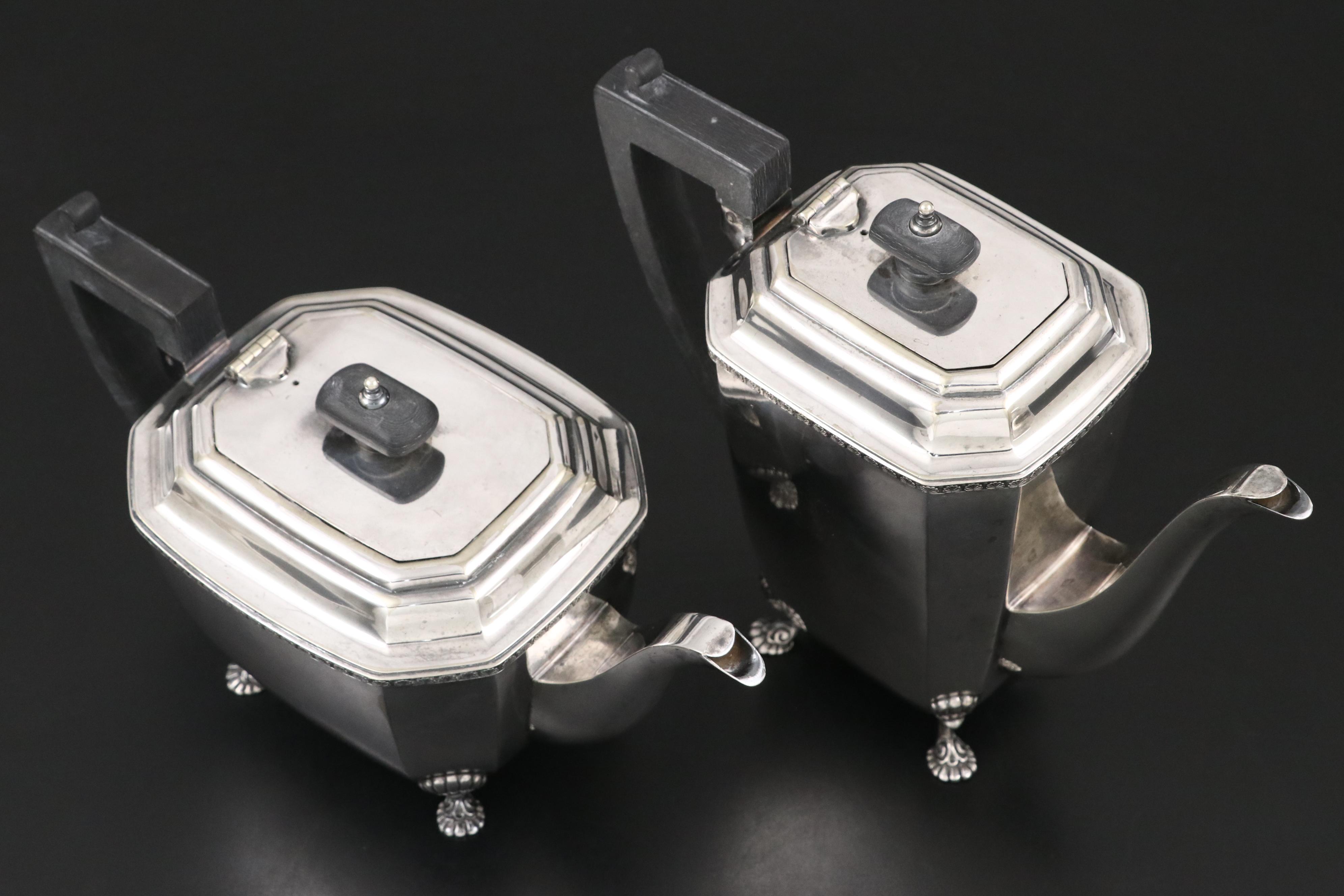 Antique Mappin & Webb English Silver Plate Tea and Coffee Pots