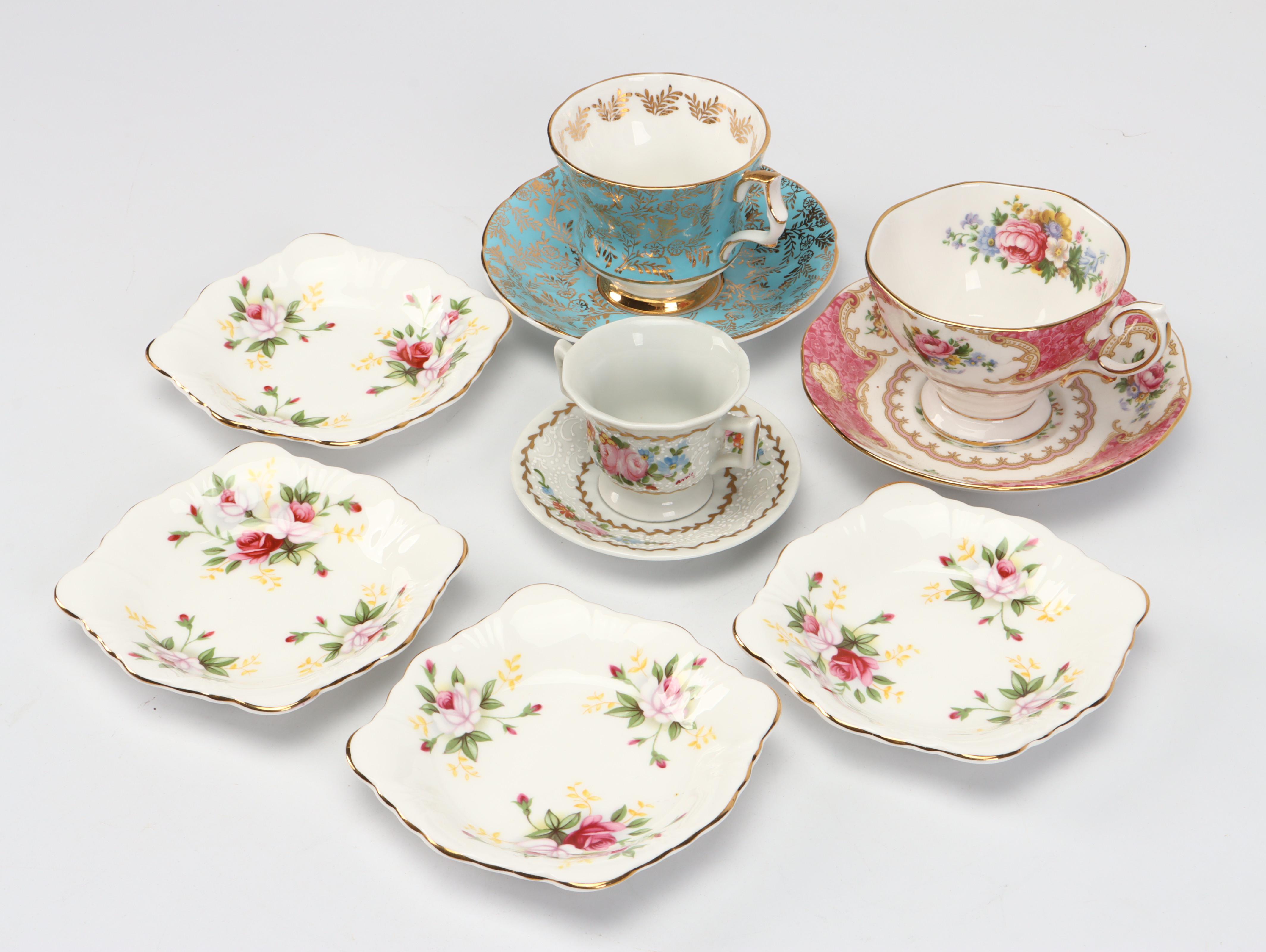 Royal Albert Bone China "Lady Carlyle" with Other Teacups and Table Accessories