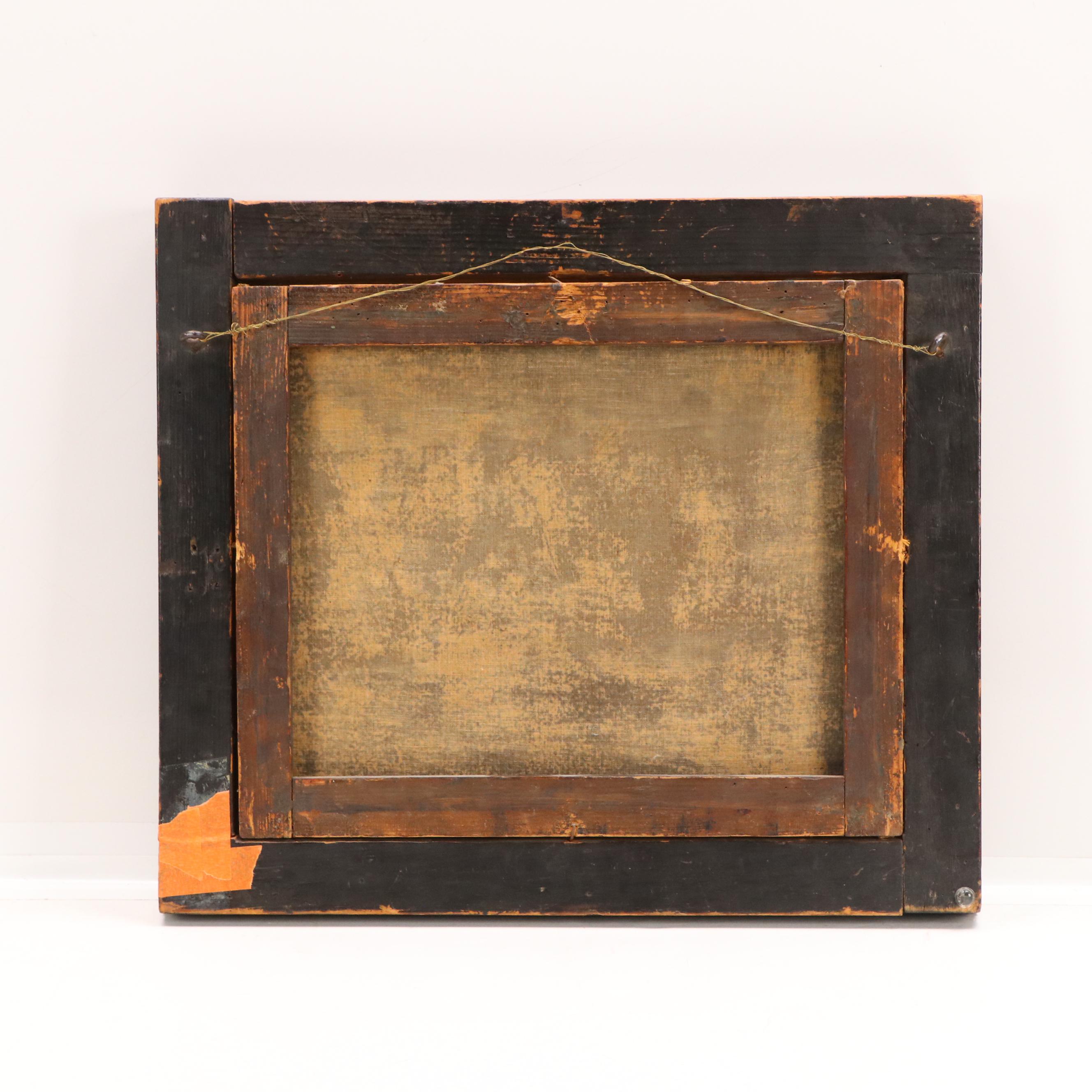 Winter Landscape Oil Painting of Figure Along River's Edge