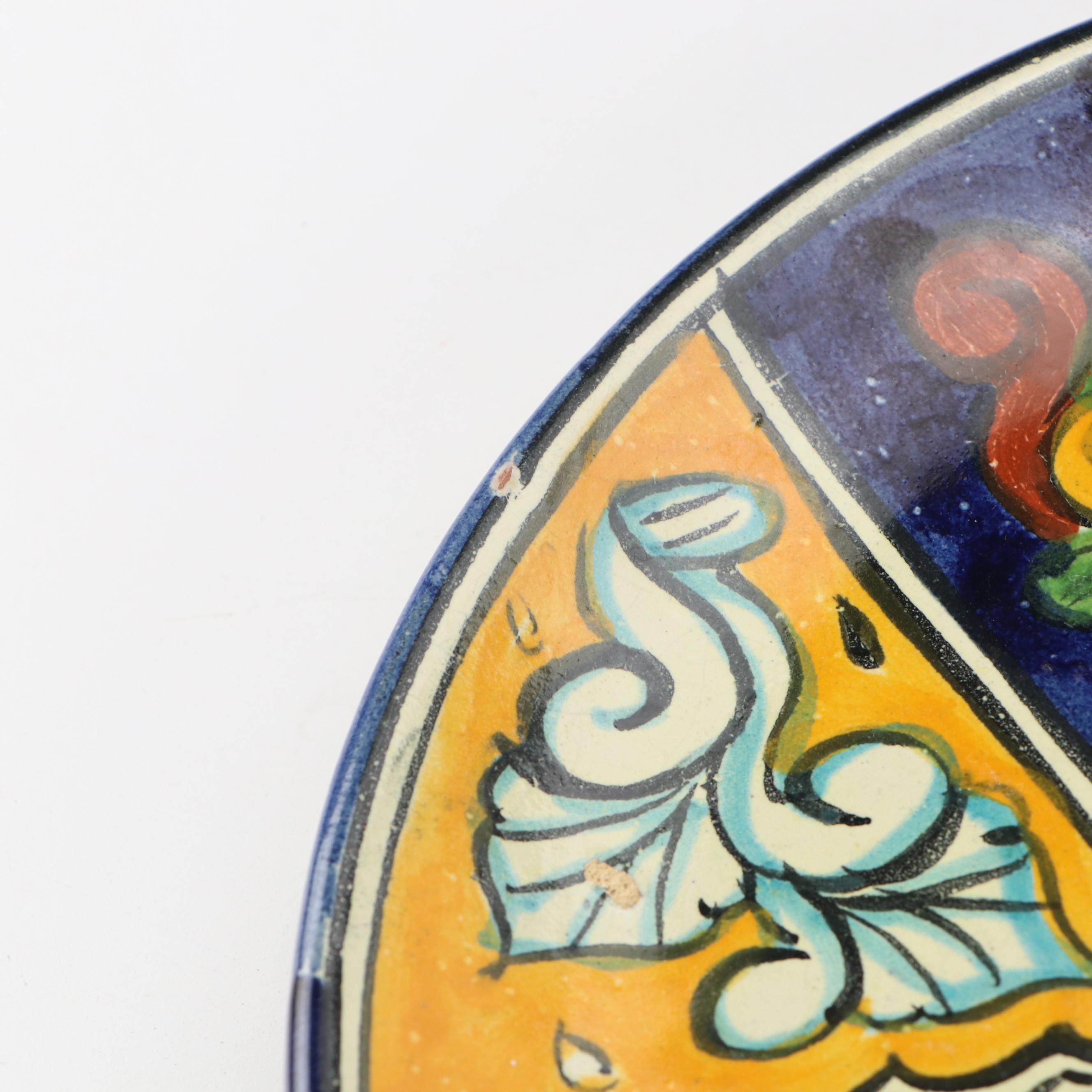 Hand-Painted Mexican Ceramic Dinner Plates and Planter