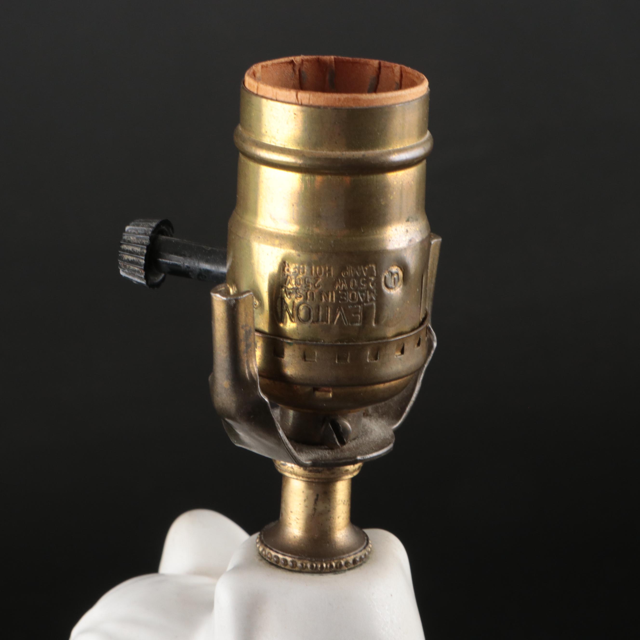 Van Briggle Pottery Figural Table Lamp with Butterfly & Dried Flower Shade