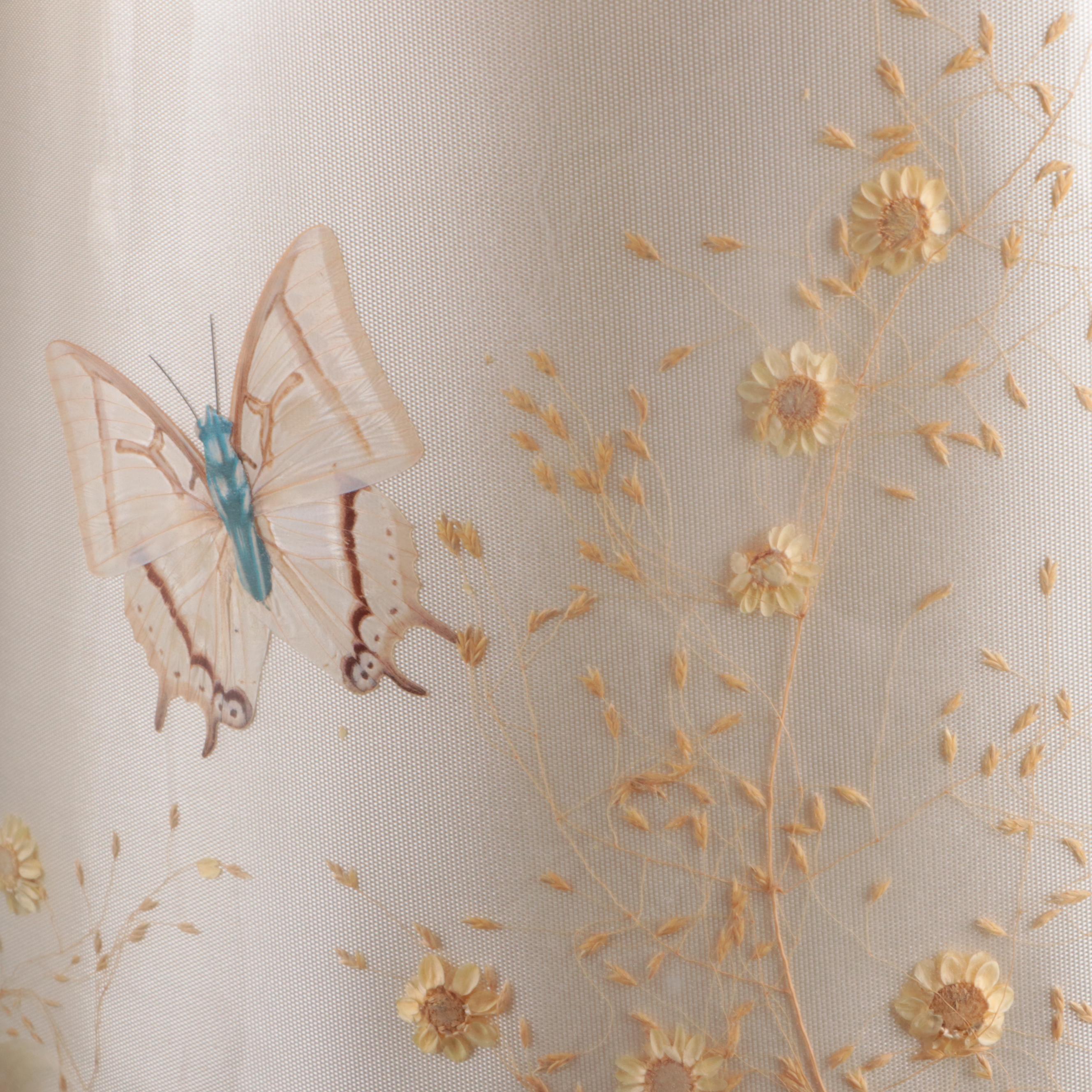 Van Briggle Pottery Figural Table Lamp with Butterfly & Dried Flower Shade