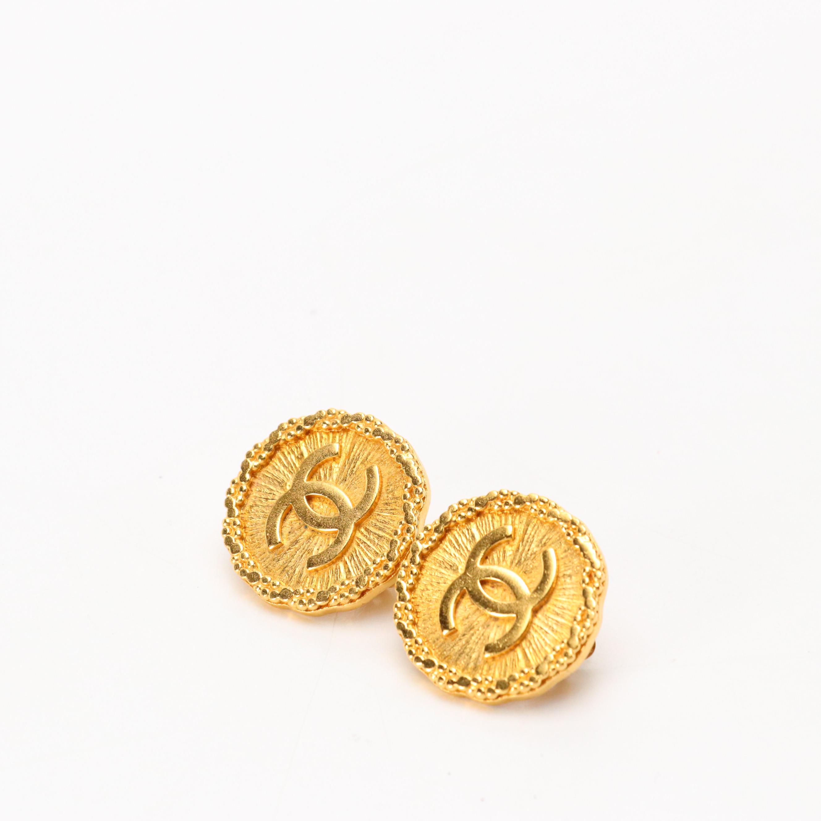 Chanel CC Coco Mark Round Clip-Back Earrings, 1990s Vintage