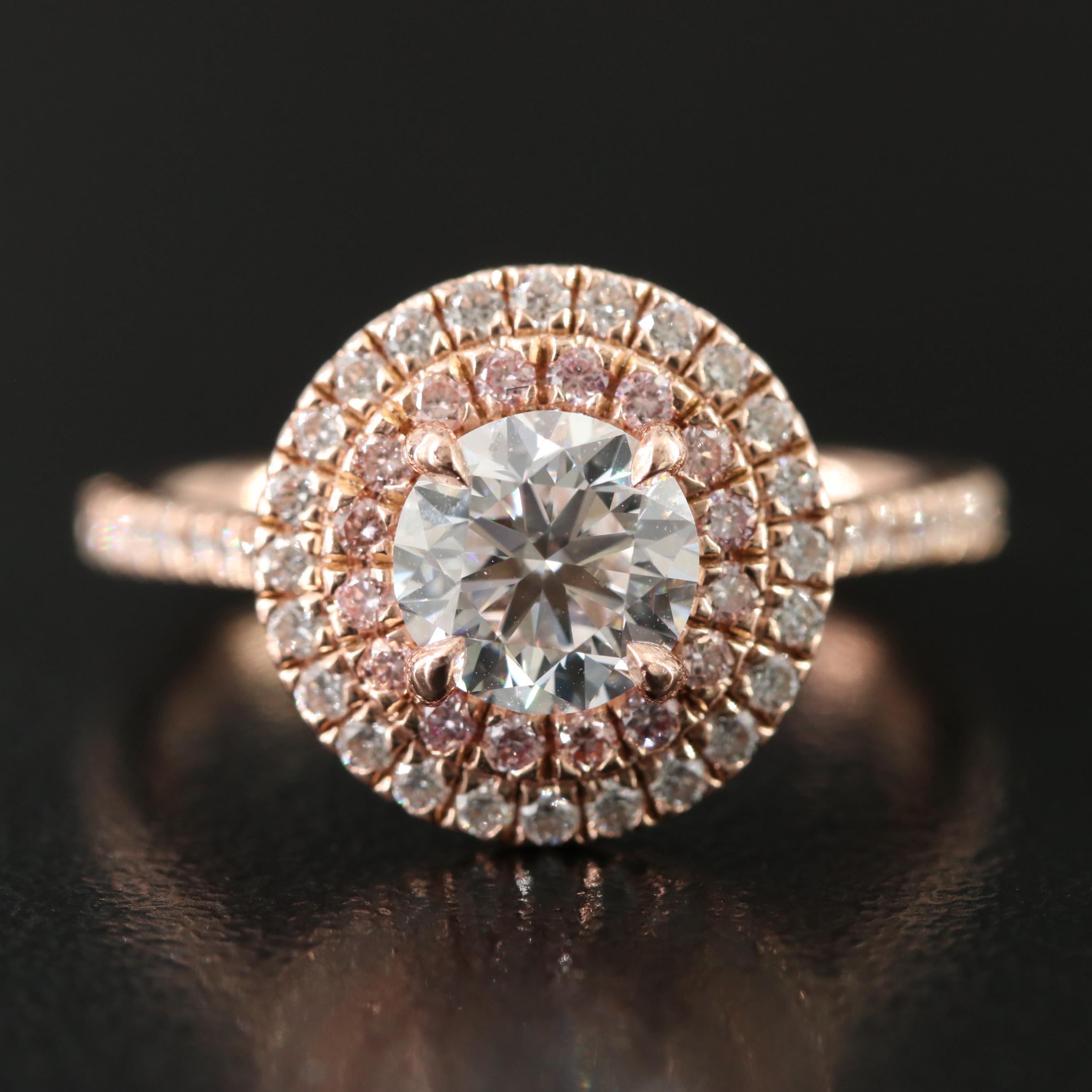 14K Rose Gold 1.72 CTW Diamond Ring with Online GIA Report
