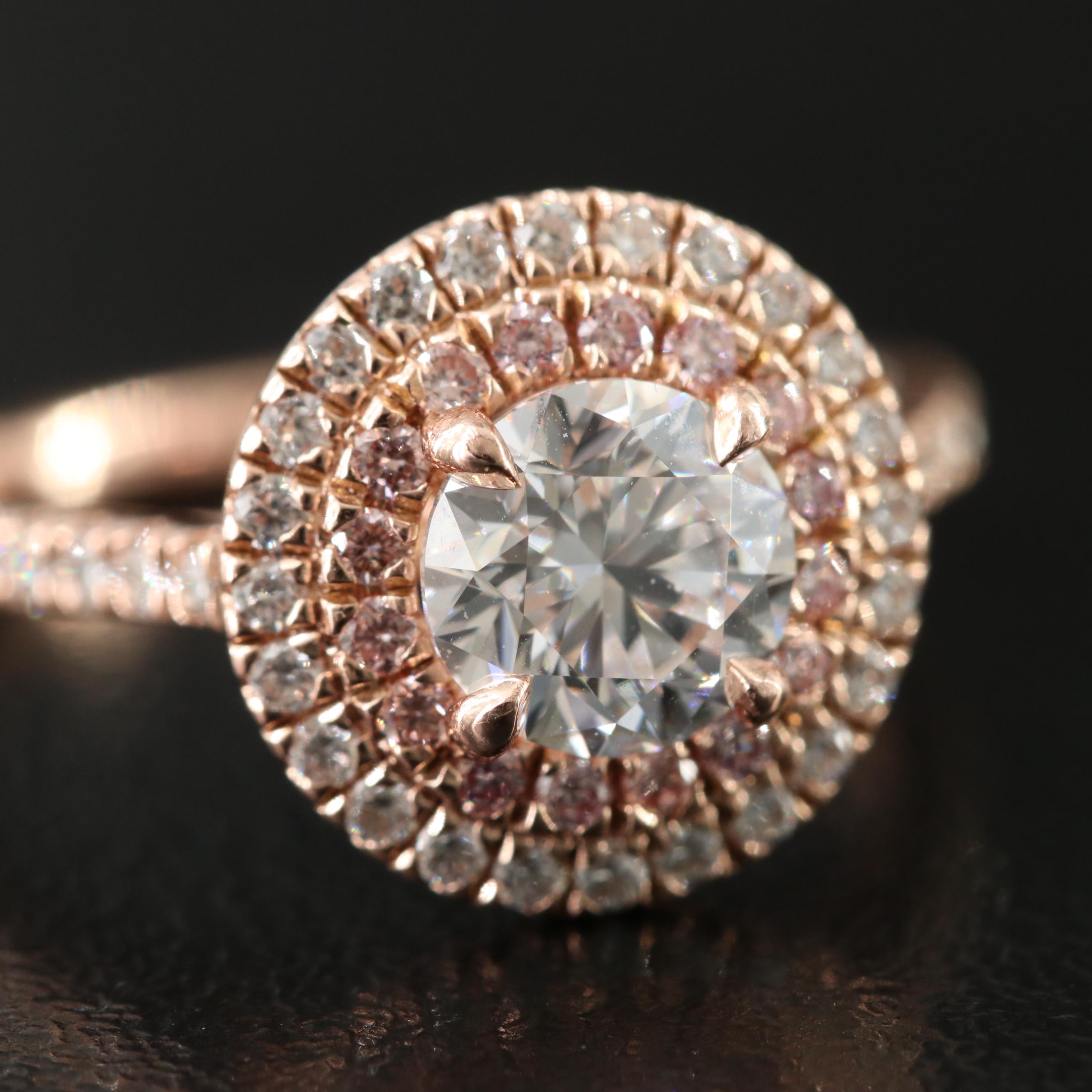 14K Rose Gold 1.72 CTW Diamond Ring with Online GIA Report