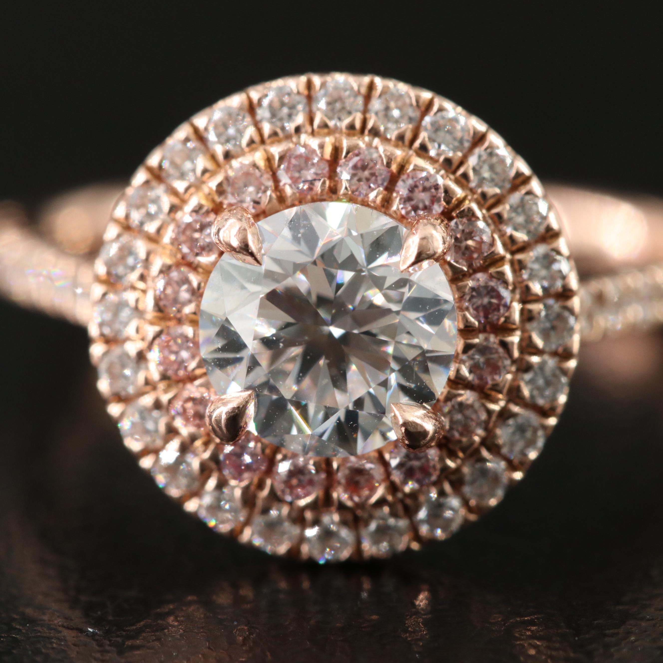 14K Rose Gold 1.72 CTW Diamond Ring with Online GIA Report