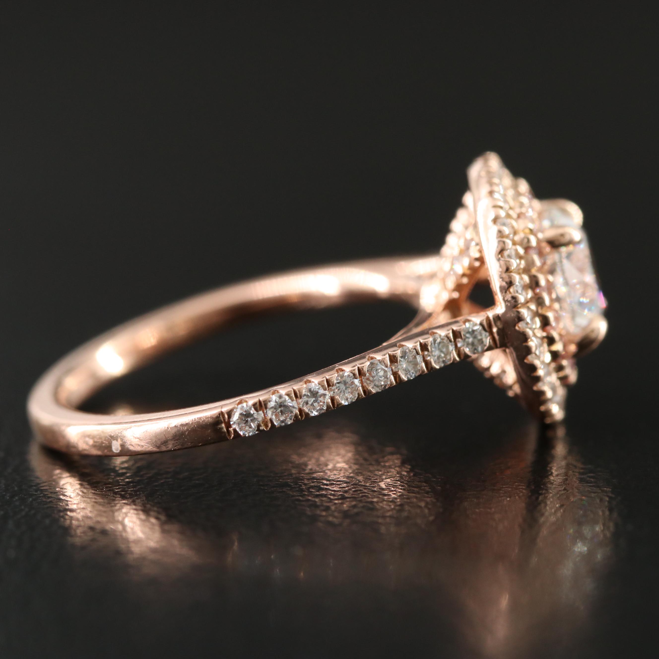 14K Rose Gold 1.72 CTW Diamond Ring with Online GIA Report