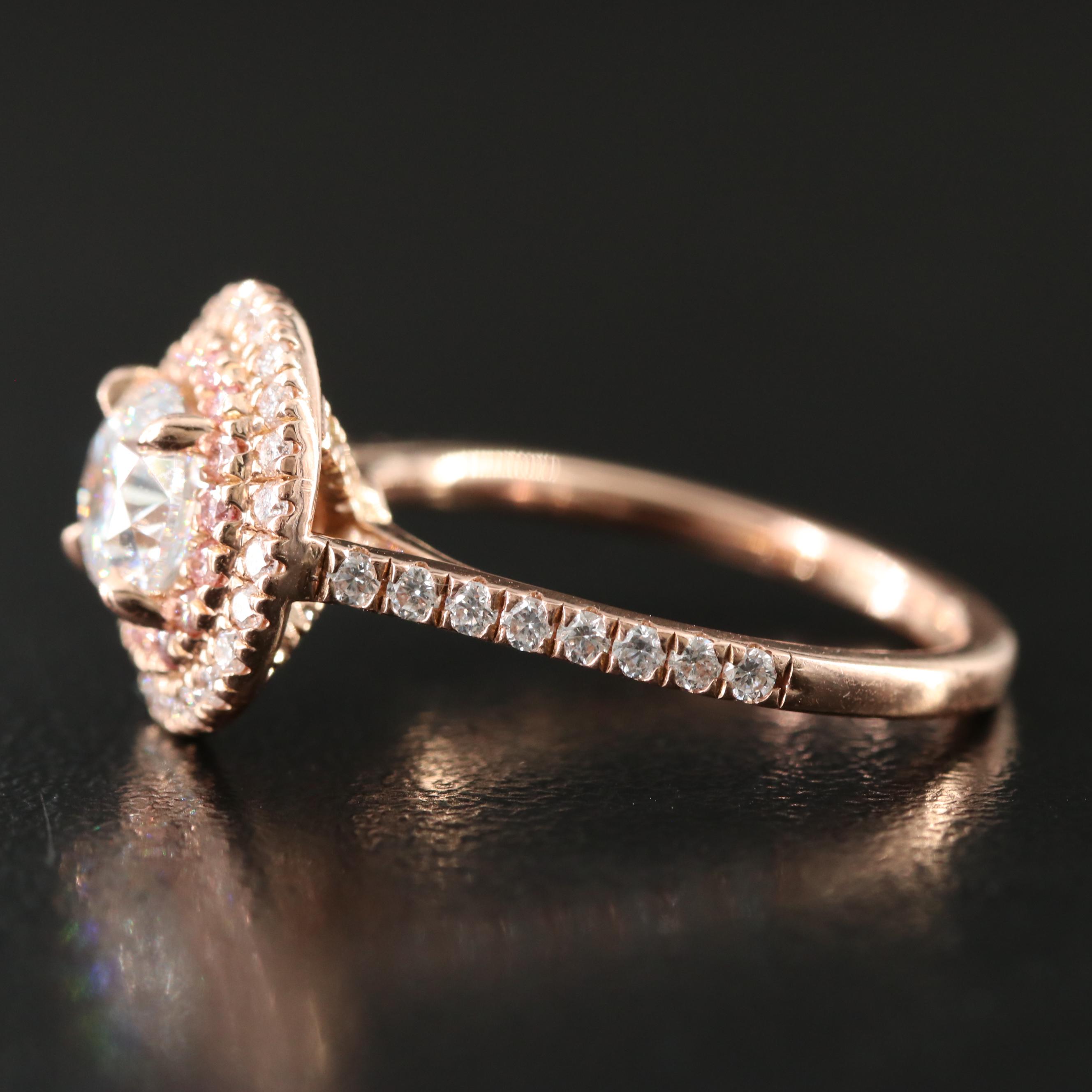 14K Rose Gold 1.72 CTW Diamond Ring with Online GIA Report