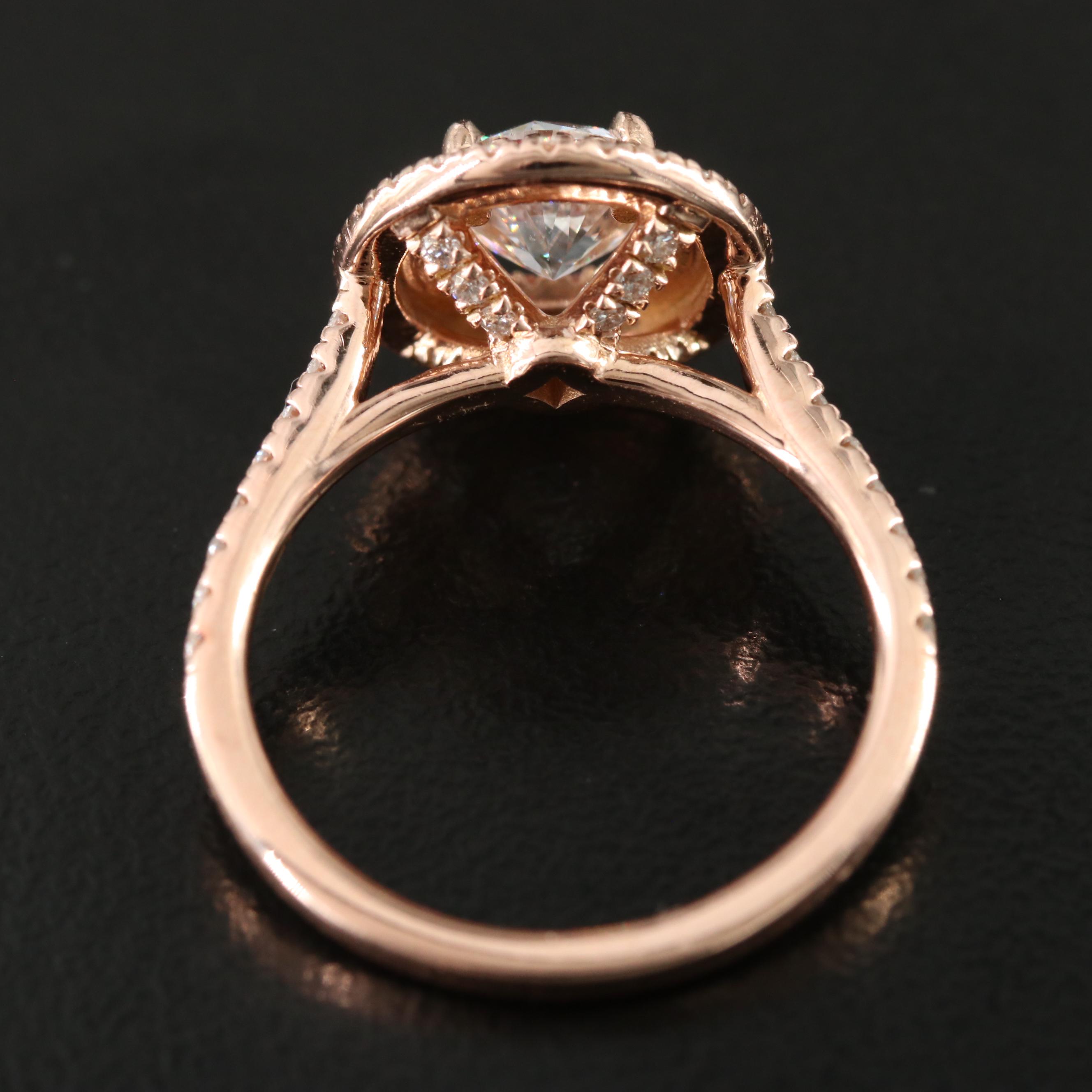 14K Rose Gold 1.72 CTW Diamond Ring with Online GIA Report