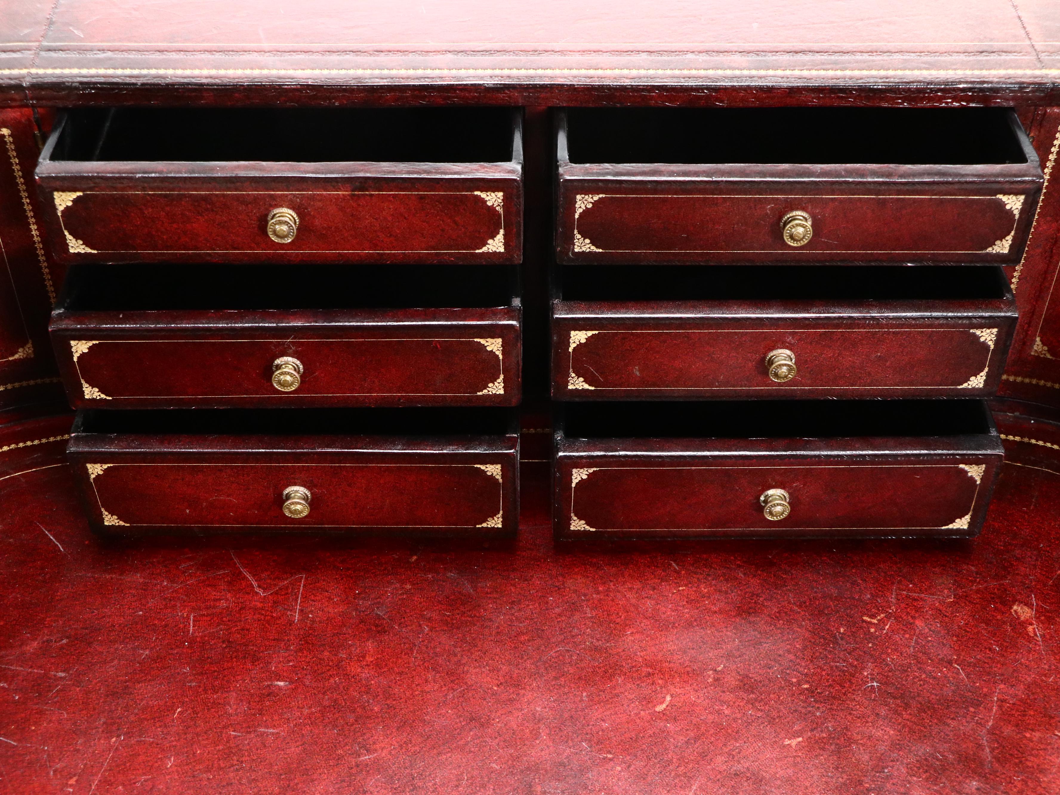 Maitland-Smith Hepplewhite Style Wood and Leather Carlton House Desk and Chair
