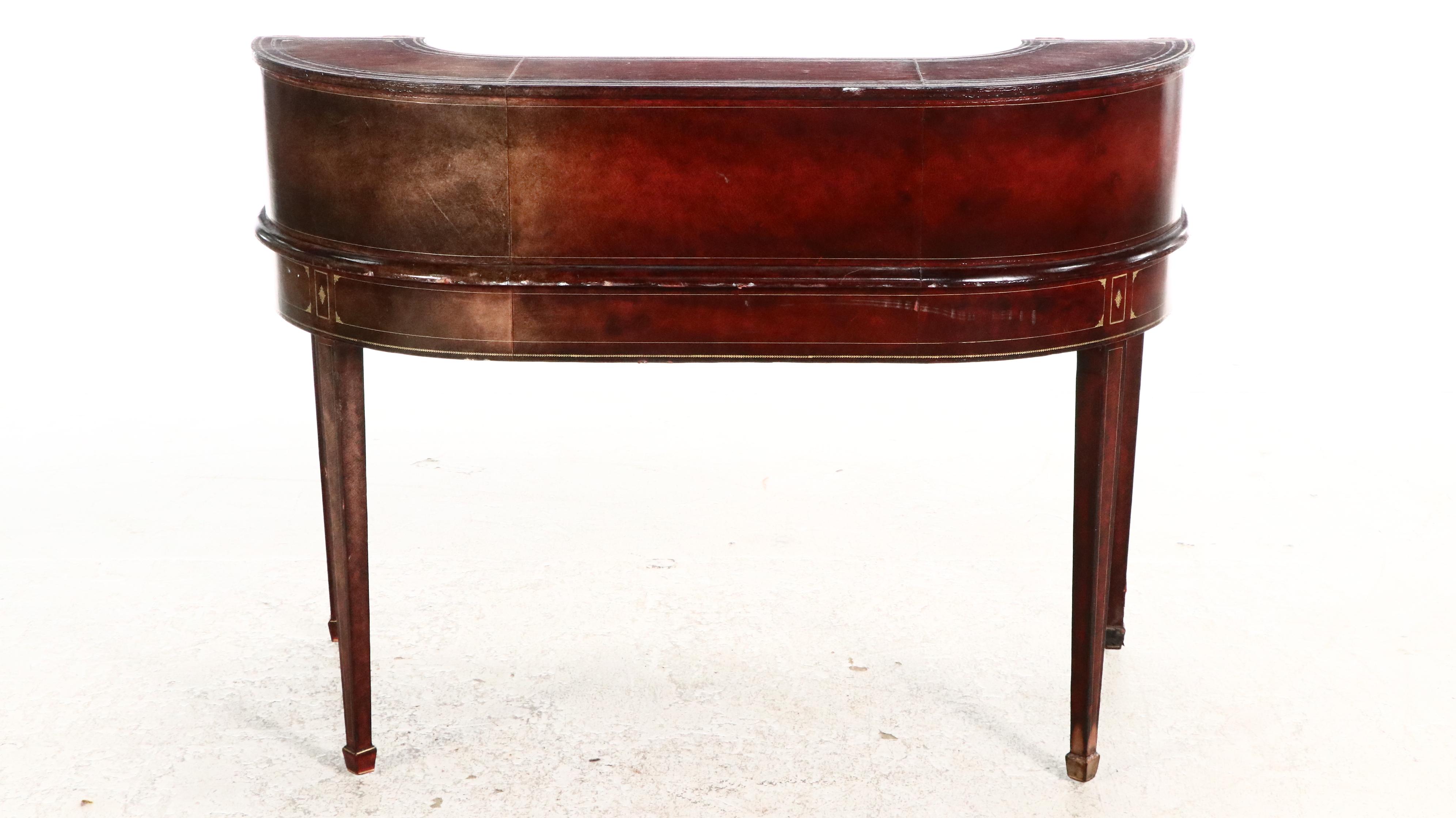 Maitland-Smith Hepplewhite Style Wood and Leather Carlton House Desk and Chair