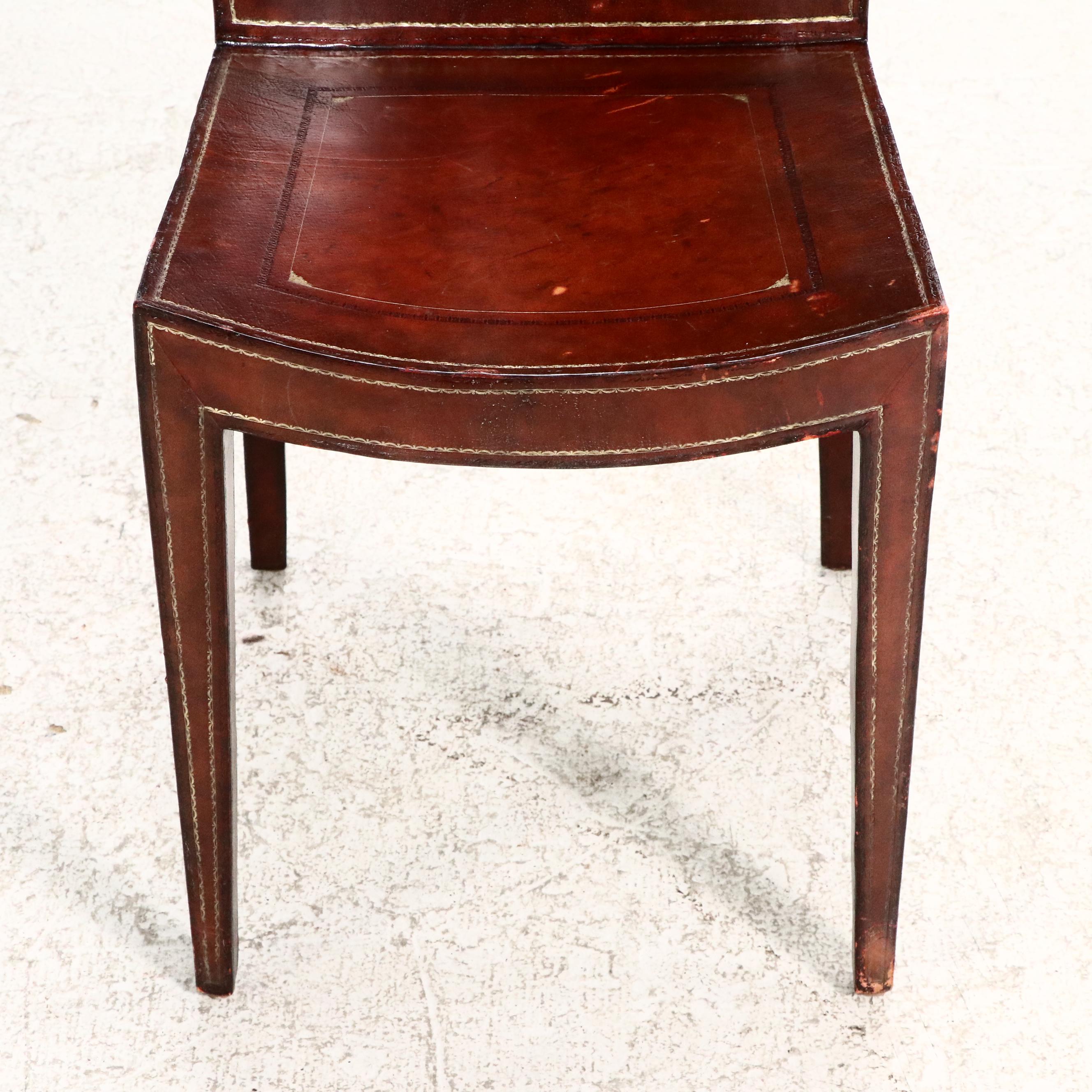 Maitland-Smith Hepplewhite Style Wood and Leather Carlton House Desk and Chair