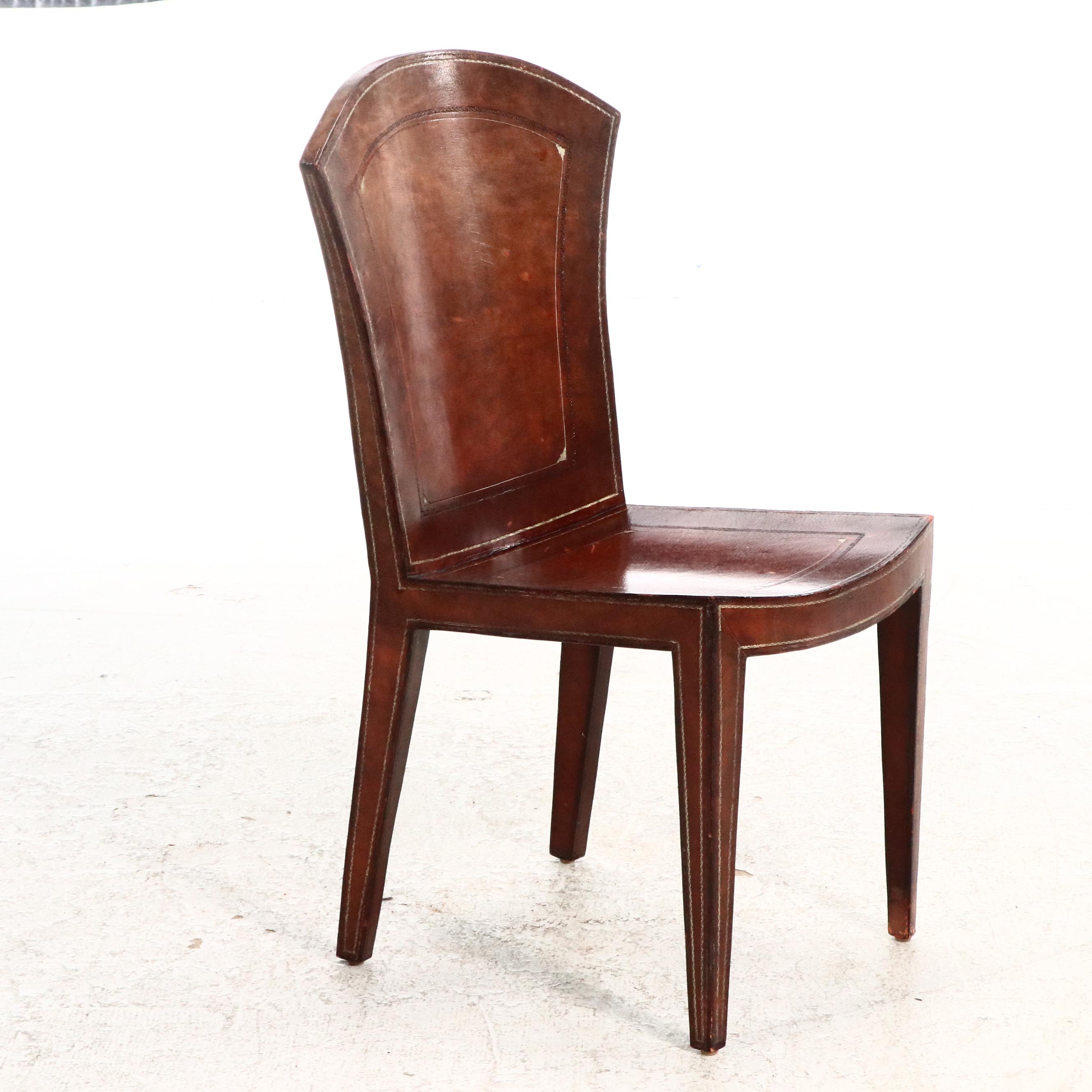 Maitland-Smith Hepplewhite Style Wood and Leather Carlton House Desk and Chair