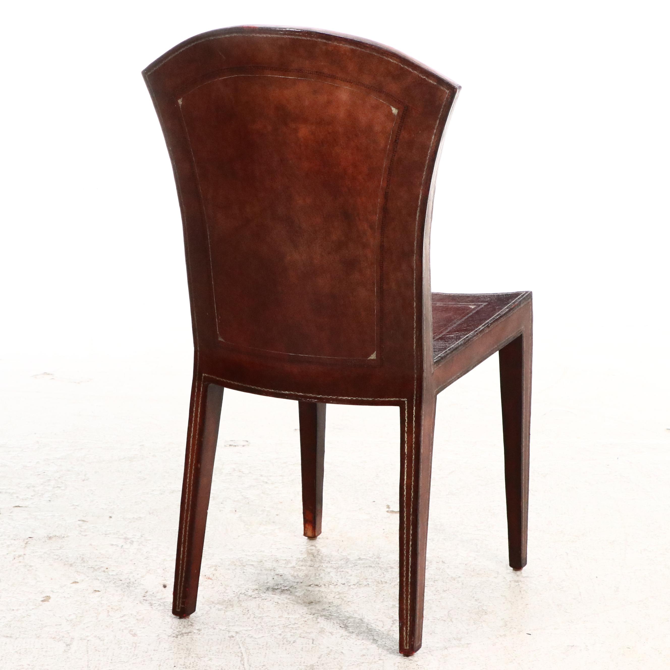 Maitland-Smith Hepplewhite Style Wood and Leather Carlton House Desk and Chair