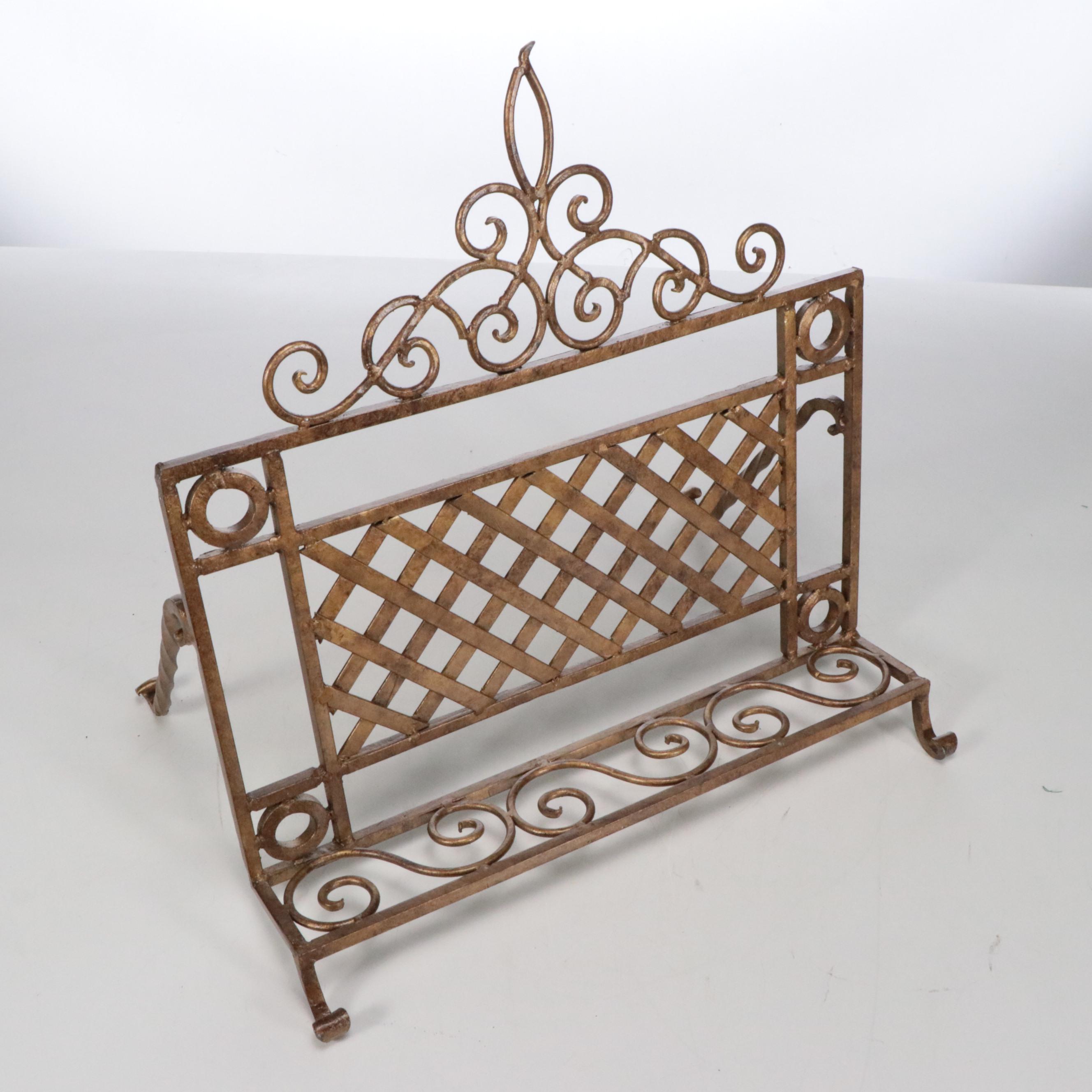 Neoclassical Style Gold-Tone Metal Book Stand