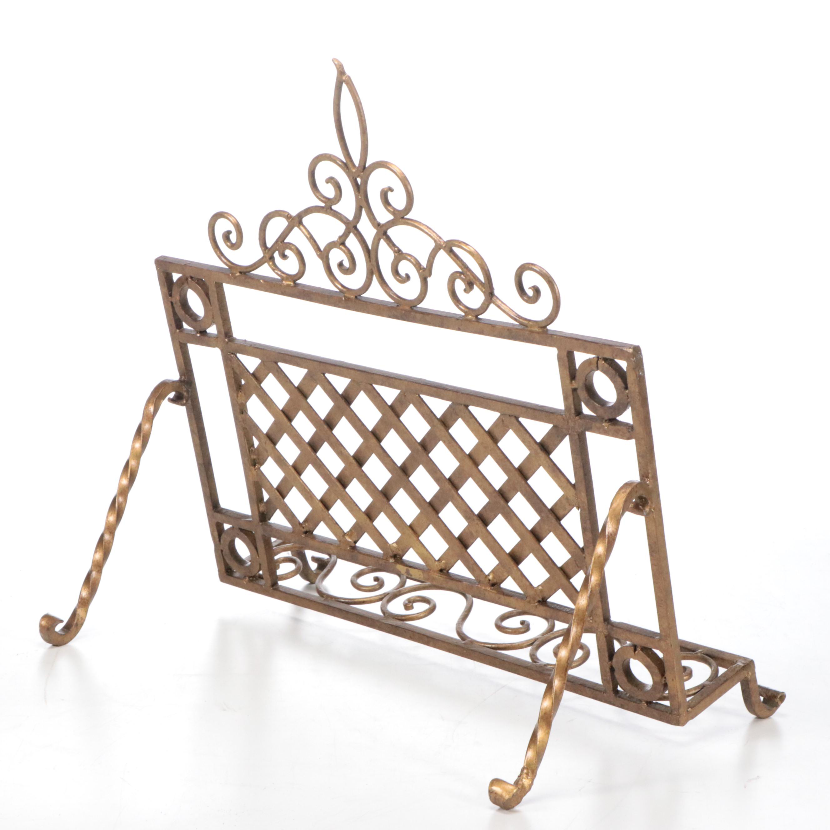Neoclassical Style Gold-Tone Metal Book Stand