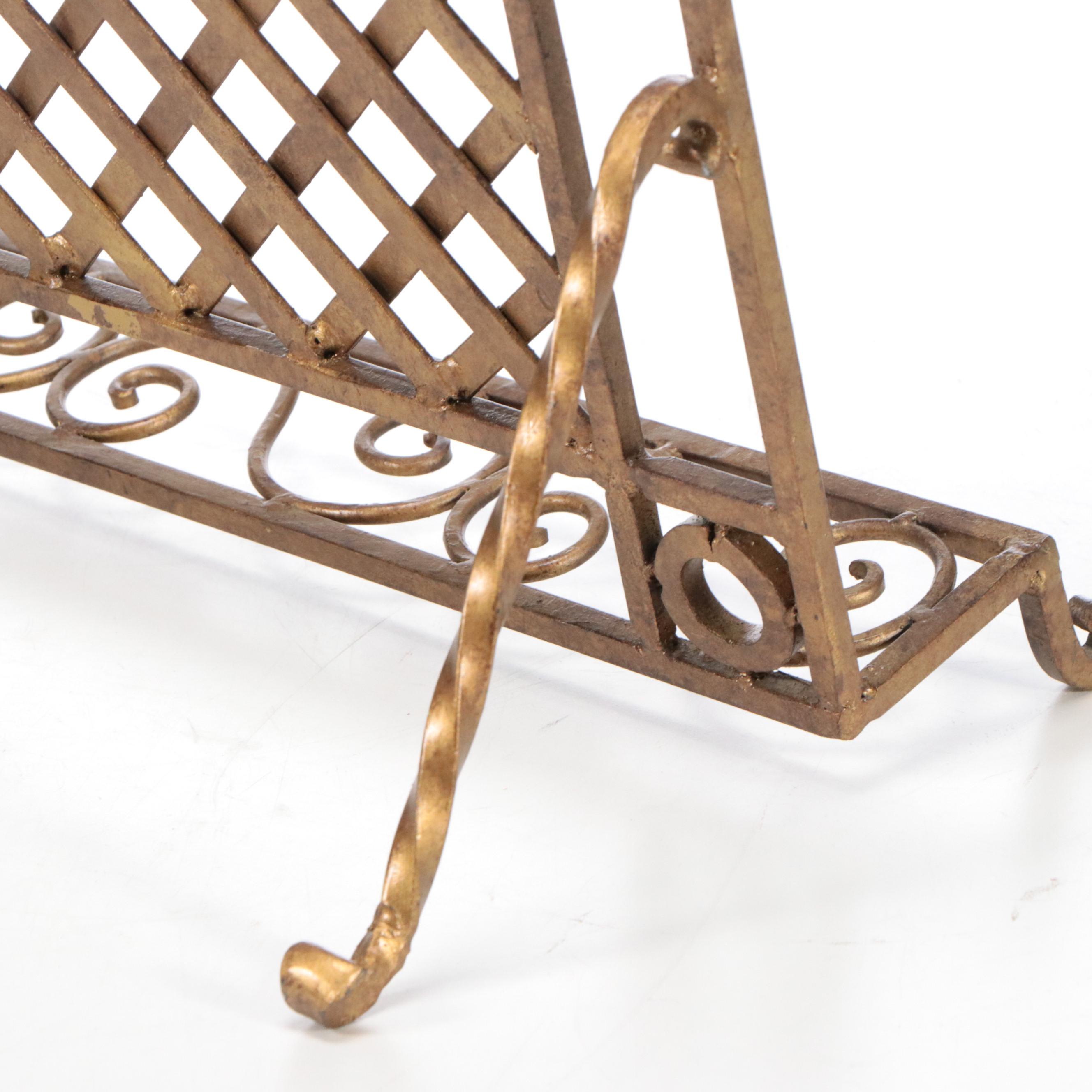 Neoclassical Style Gold-Tone Metal Book Stand