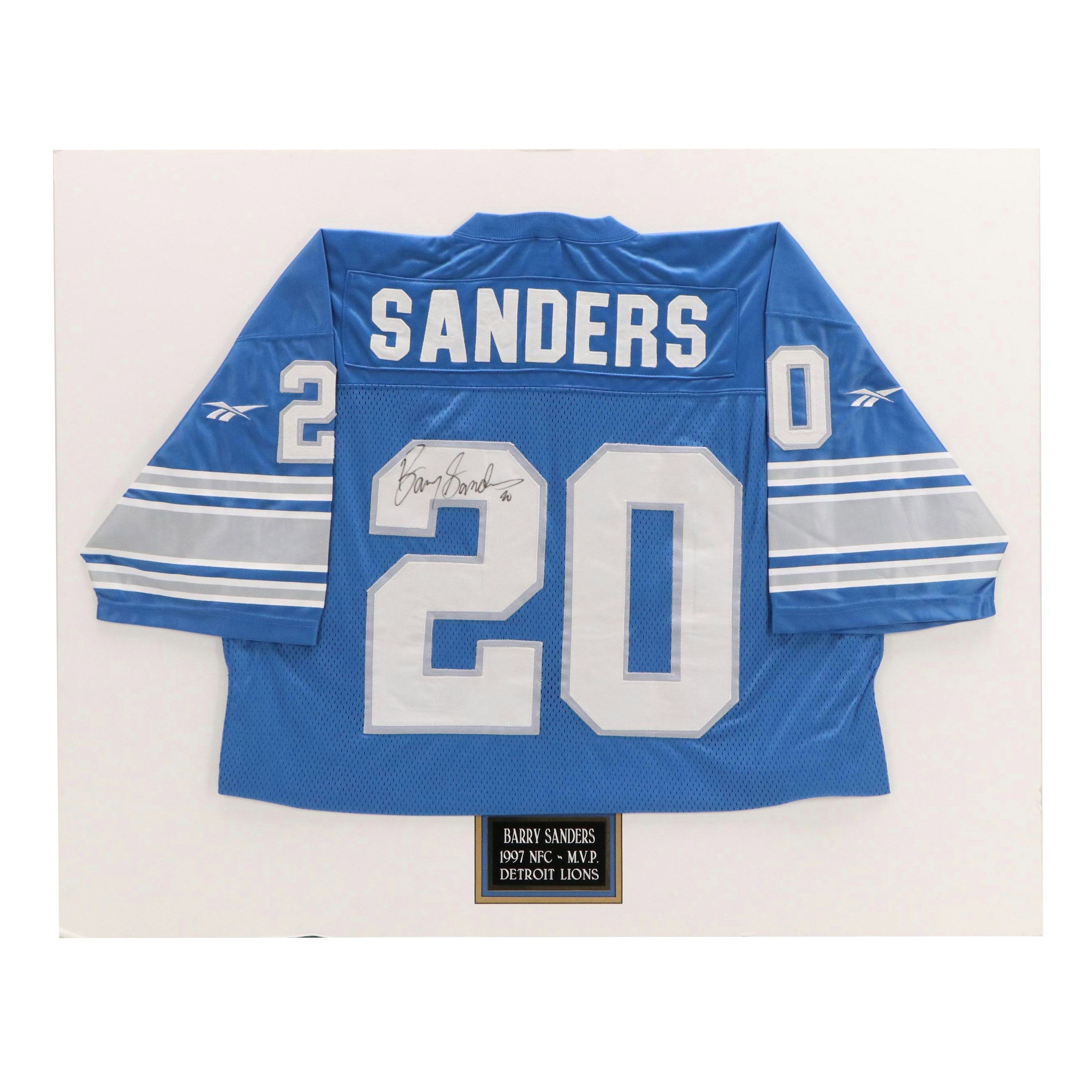 Barry Sanders Signed Detroit Lions Reebok Football Jersey