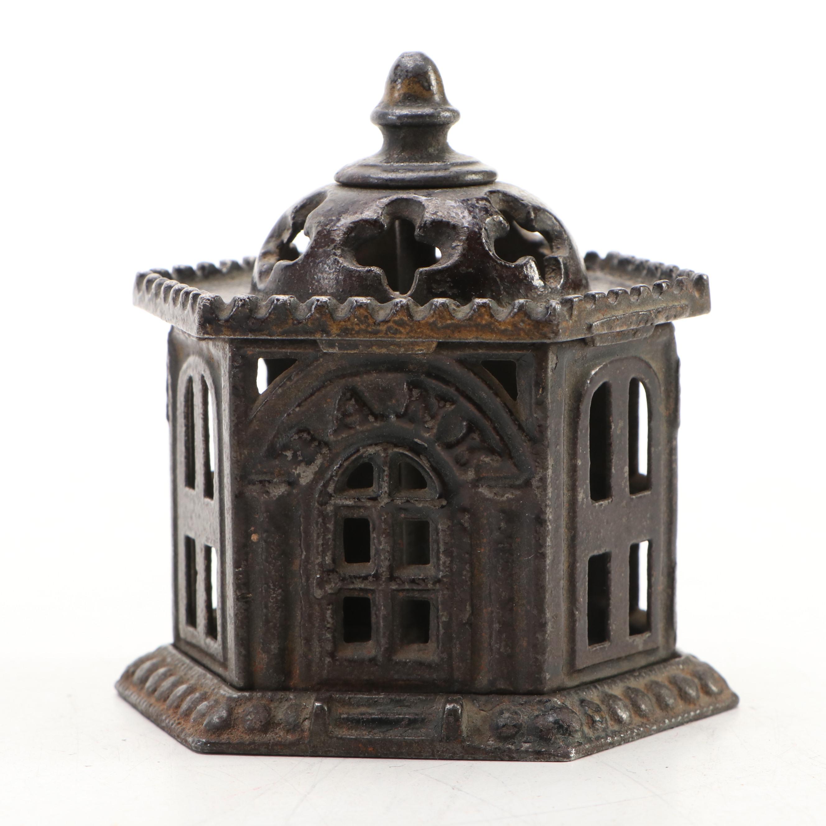 Cold Painted Cast Metal Bank and Deposit Building Coin Banks