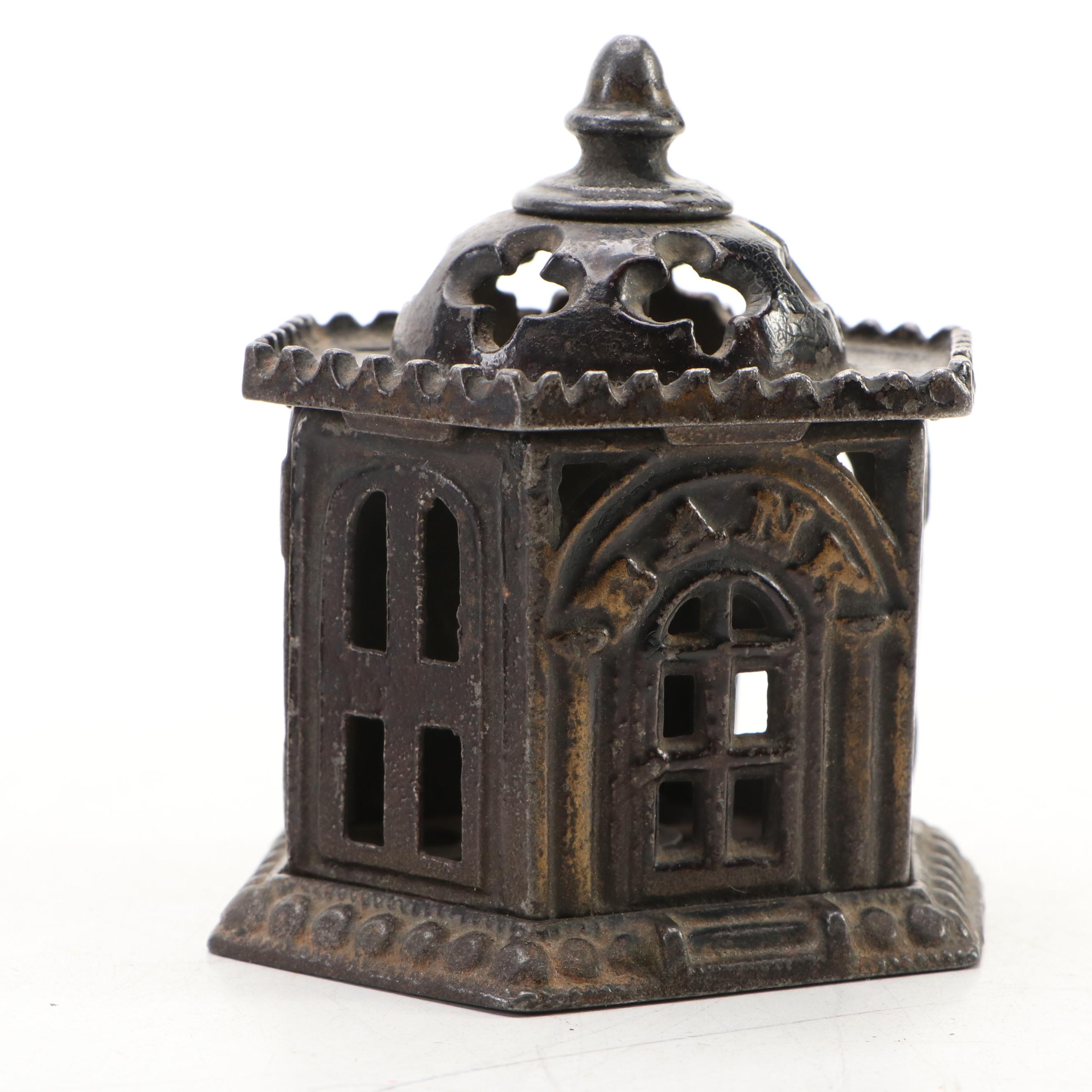 Cold Painted Cast Metal Bank and Deposit Building Coin Banks