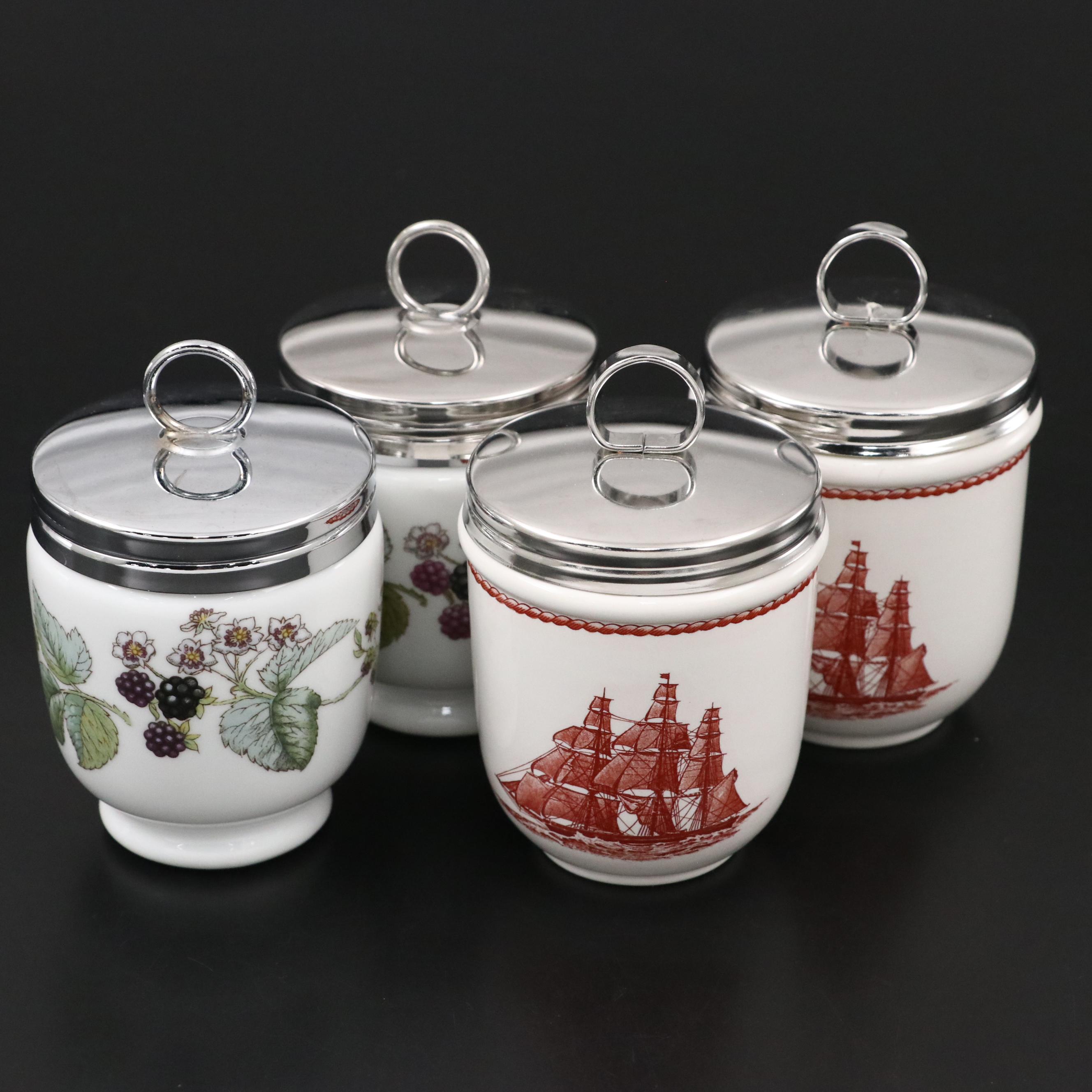 Wedgwood "Flying Cloud Rust" with Royal Worcester Porcelain Egg Coddlers