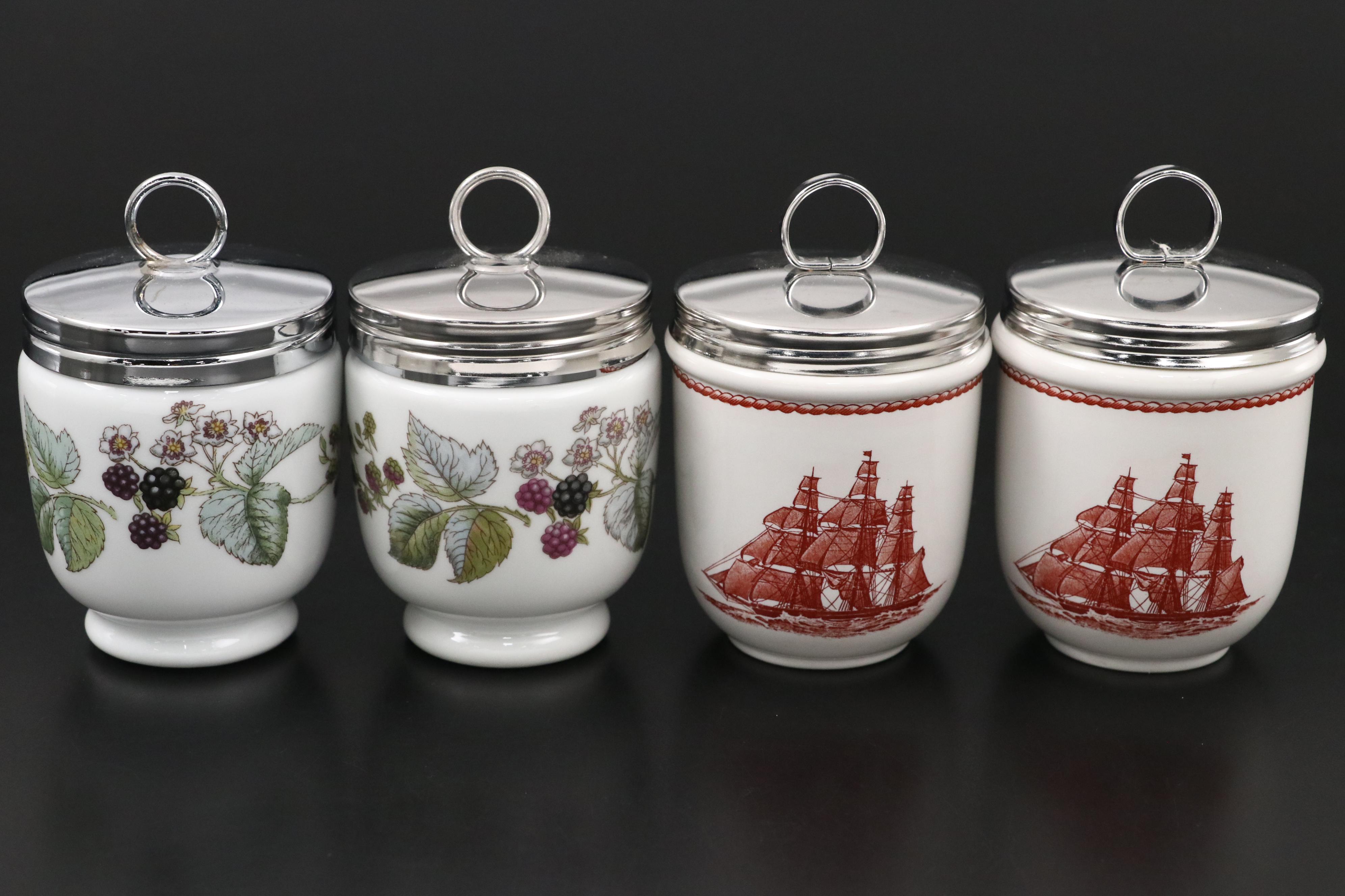 Wedgwood "Flying Cloud Rust" with Royal Worcester Porcelain Egg Coddlers