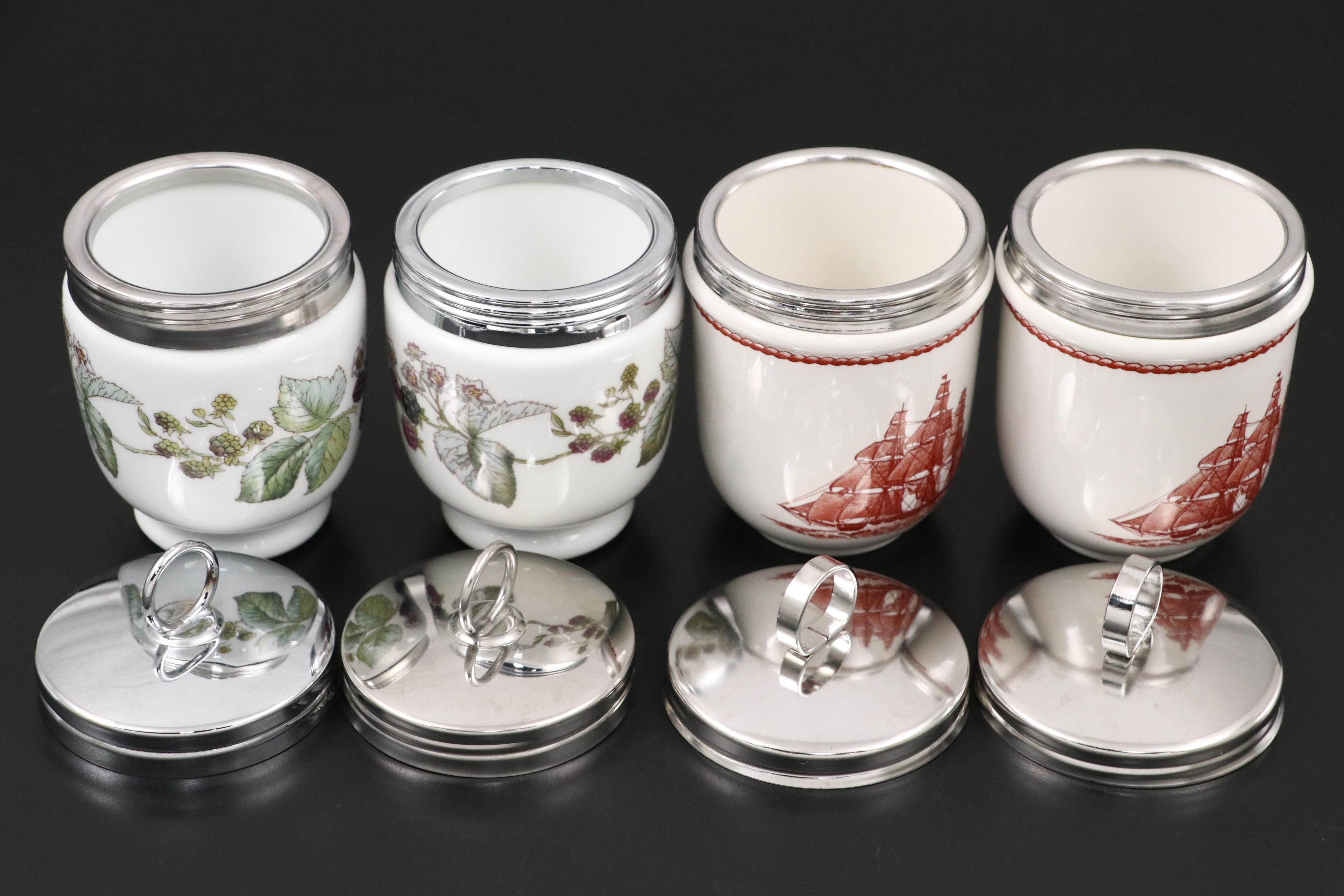 Wedgwood "Flying Cloud Rust" with Royal Worcester Porcelain Egg Coddlers