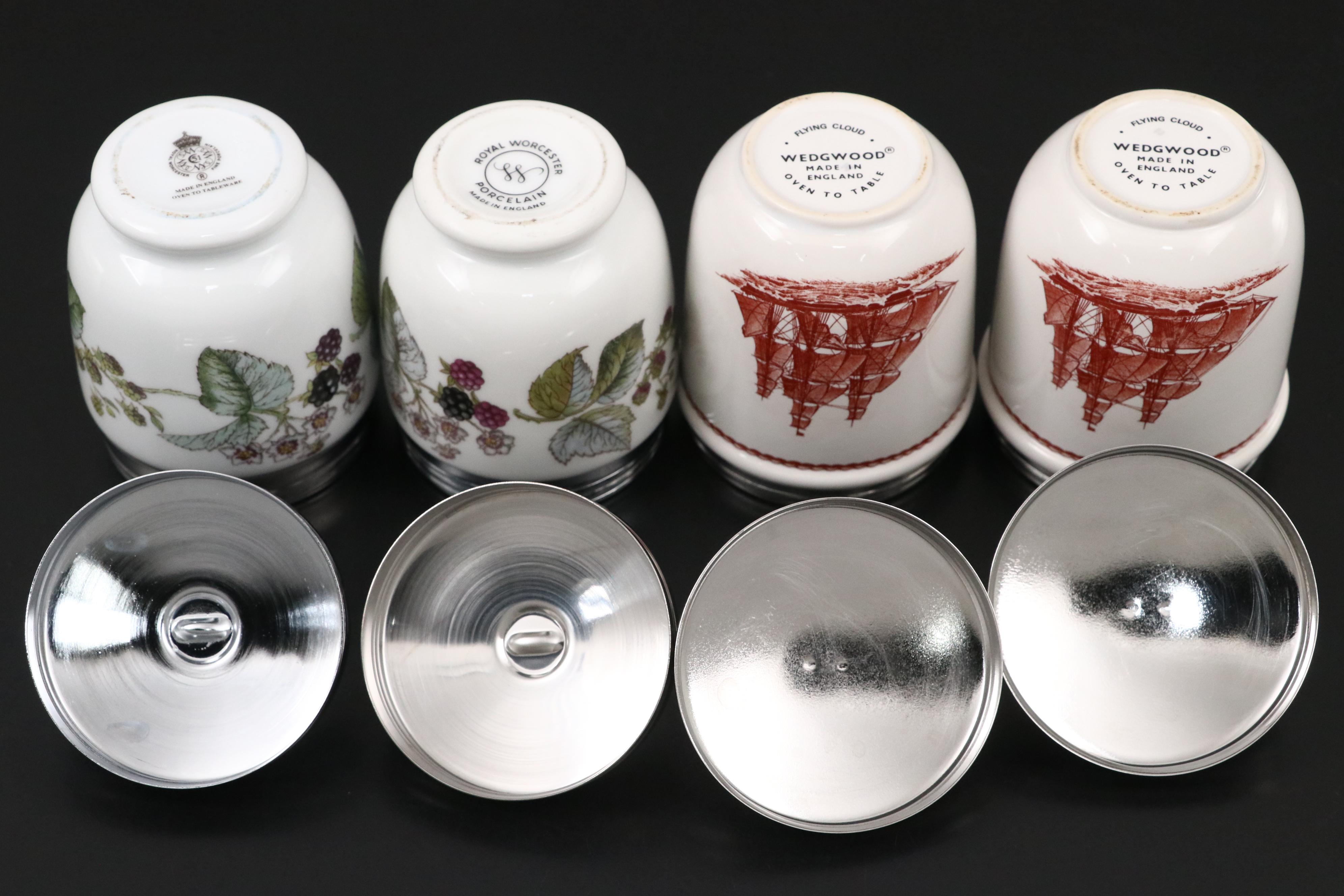 Wedgwood "Flying Cloud Rust" with Royal Worcester Porcelain Egg Coddlers