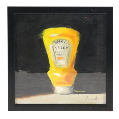 Natalia Demenko Still Life Oil Painting of Heinz Mustard, 21st Century Natalia Demenko Still Life Oil Painting of Heinz Mustard, 21st Century