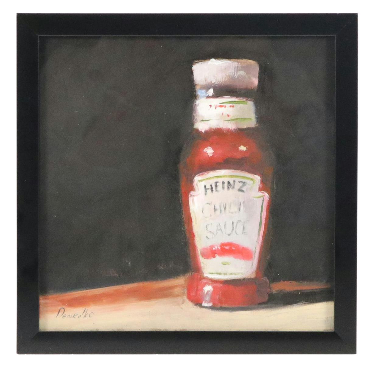 Natalia Demenko Still Life Oil Painting of Heinz Chili Sauce, 21st Century