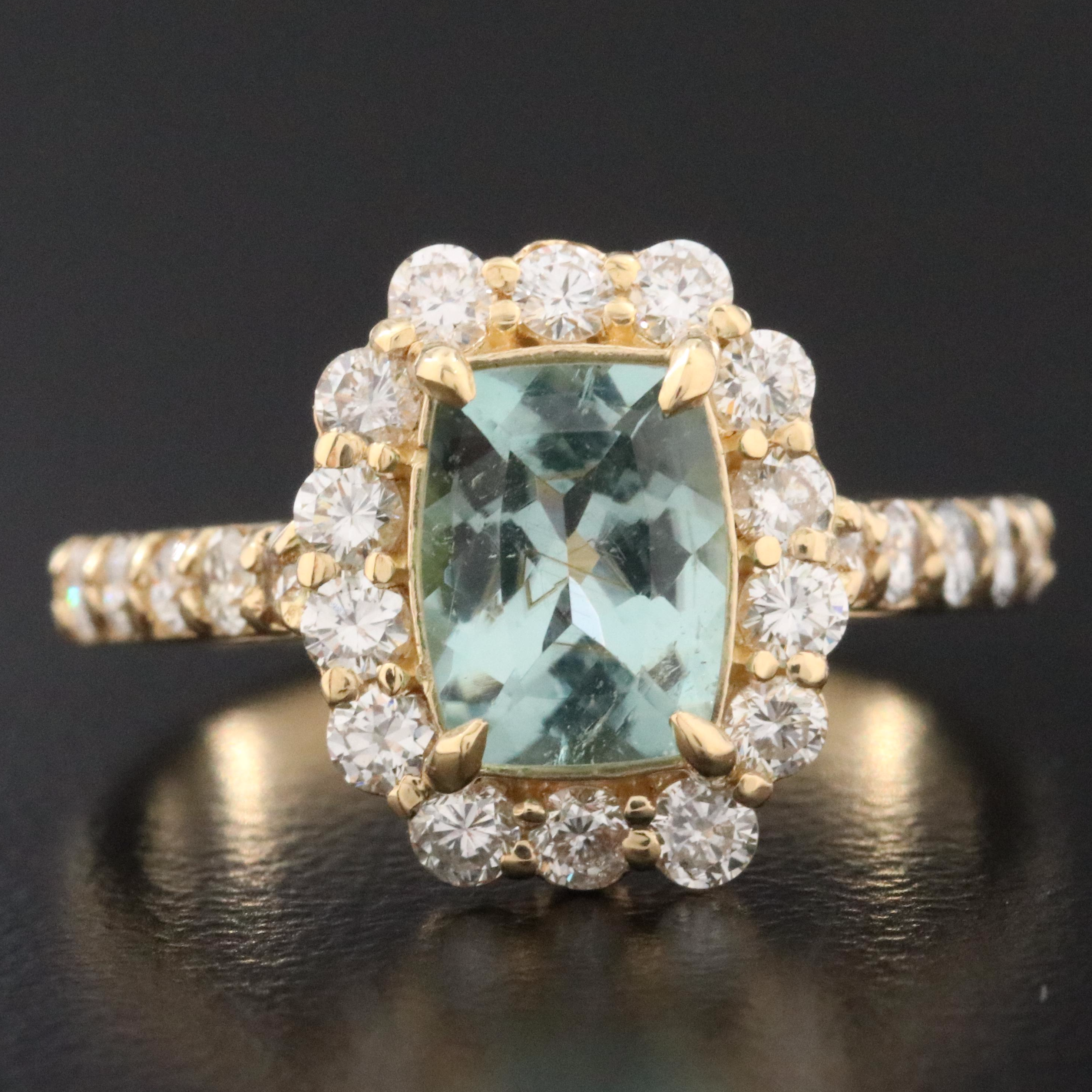 18K 1.28 CT Paraiba Tourmaline and Diamond Ring with GIA Report