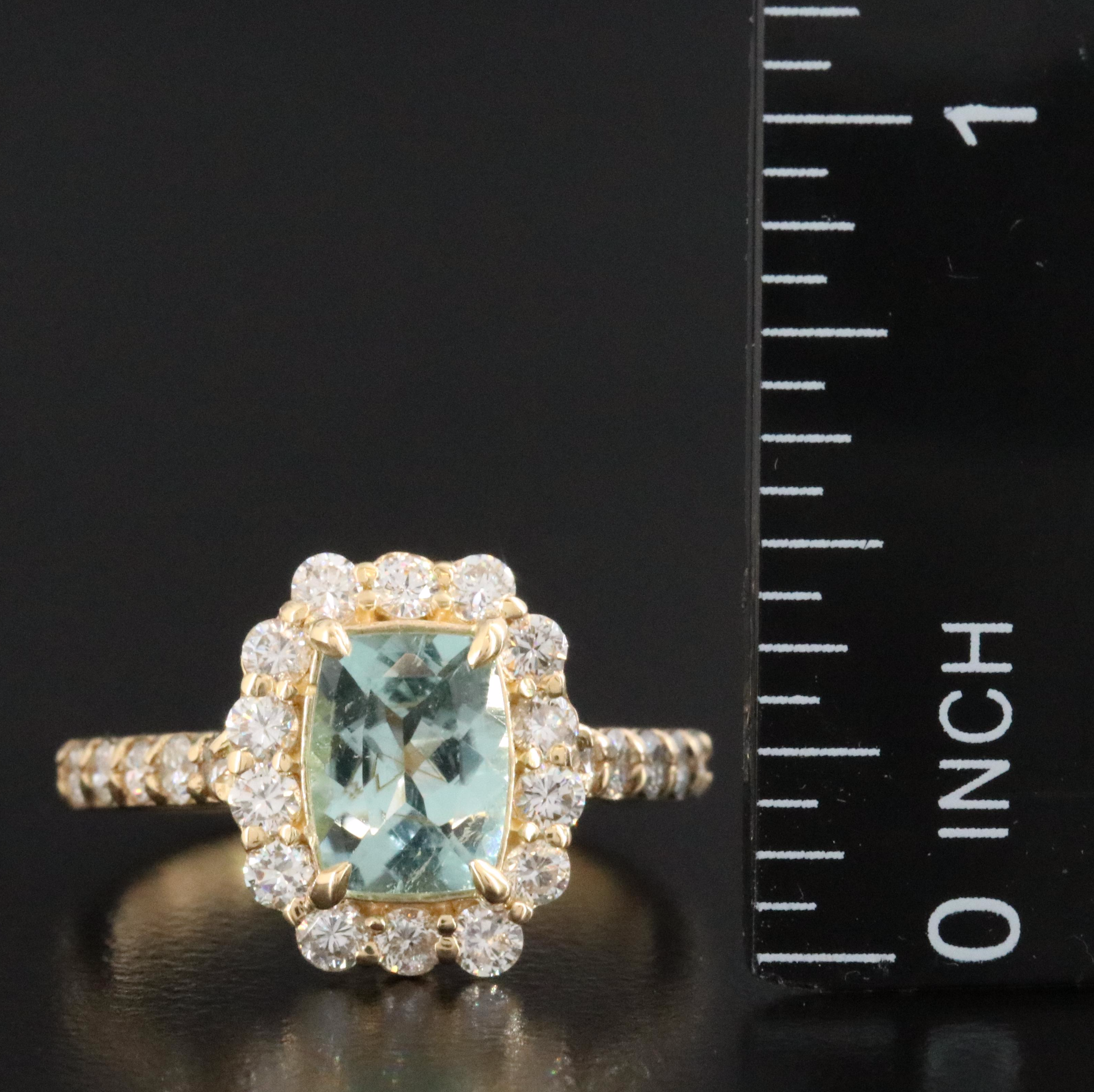18K 1.28 CT Paraiba Tourmaline and Diamond Ring with GIA Report
