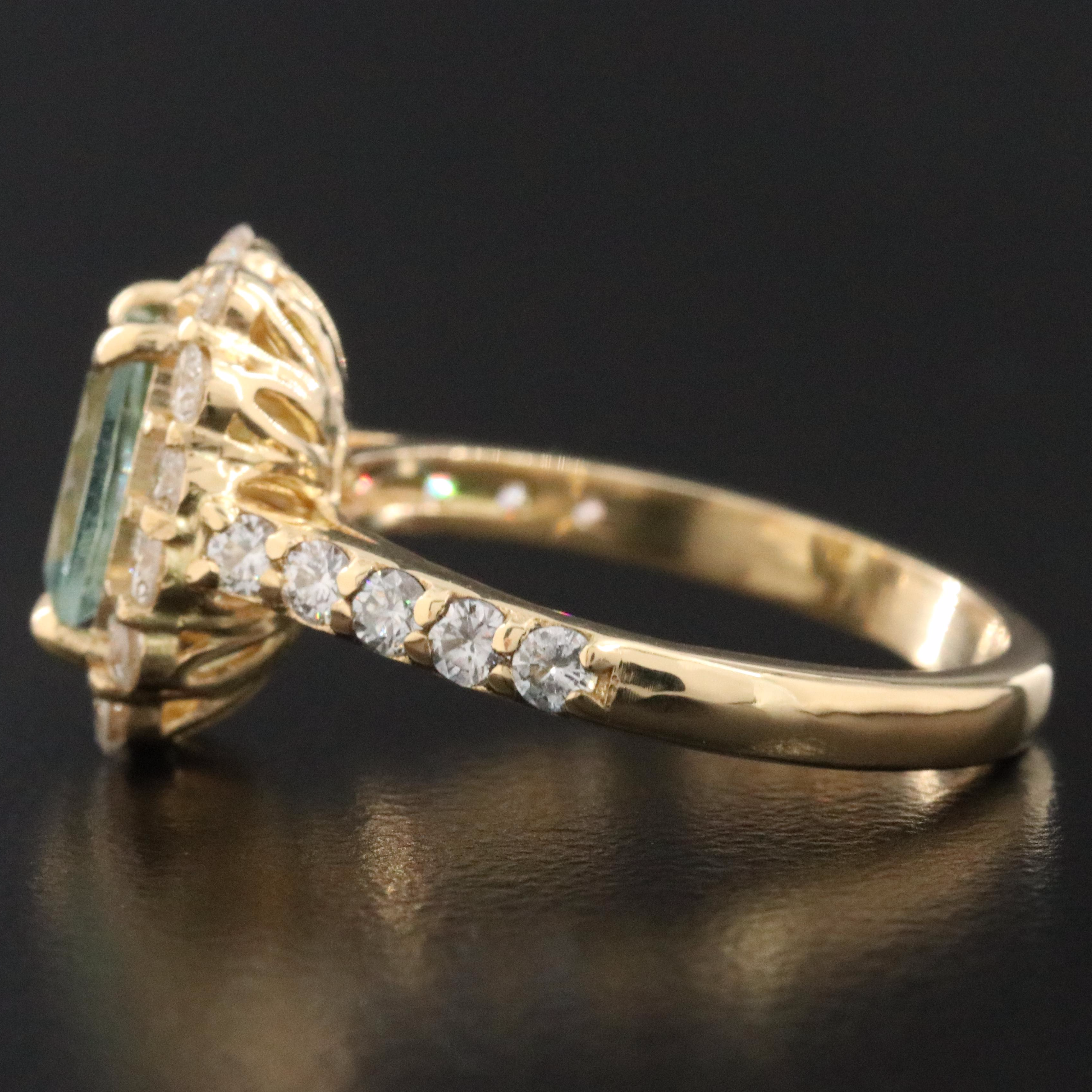 18K 1.28 CT Paraiba Tourmaline and Diamond Ring with GIA Report