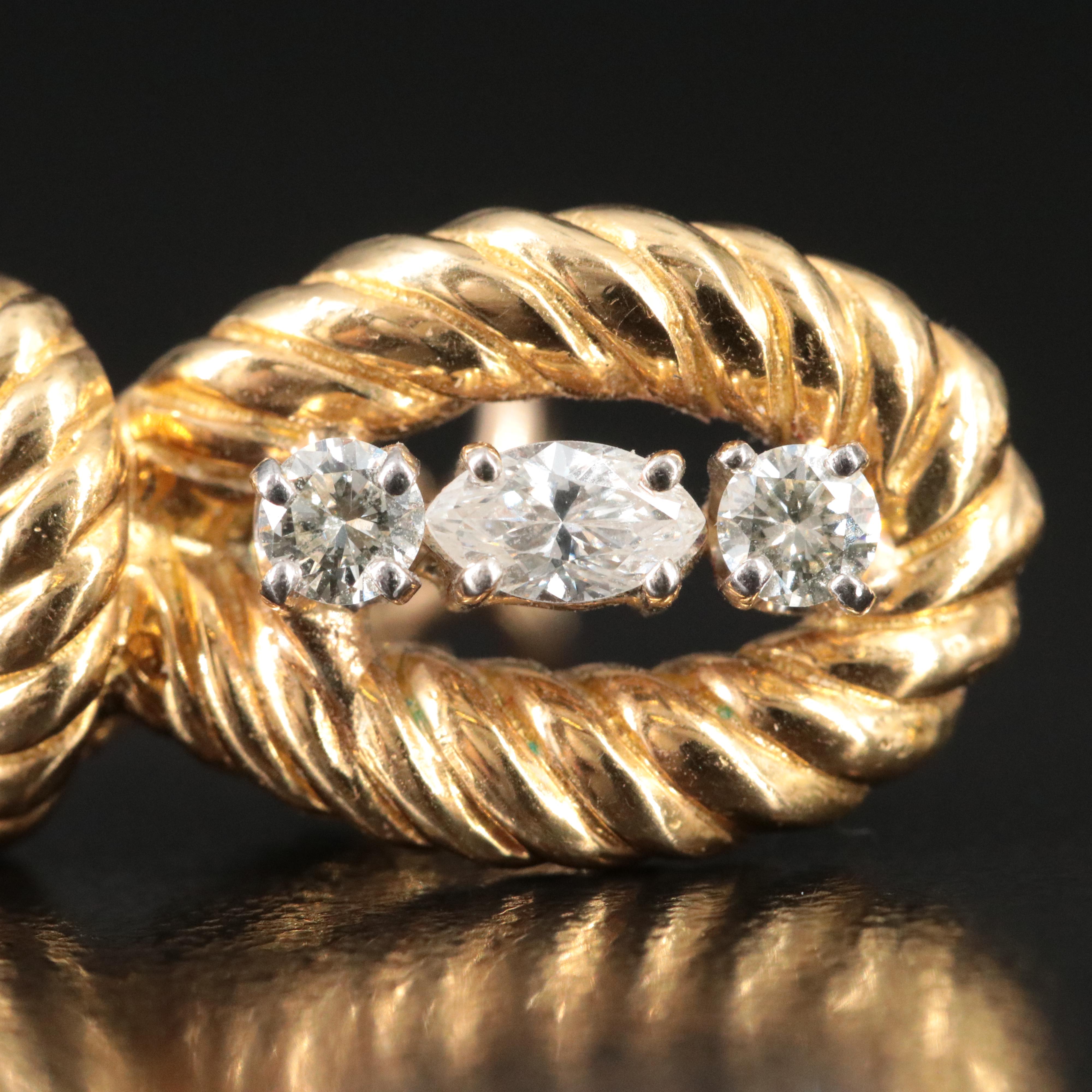 18K and 14K Earrings with 0.80 CTW Diamonds and Chalcedony Fluted Drops