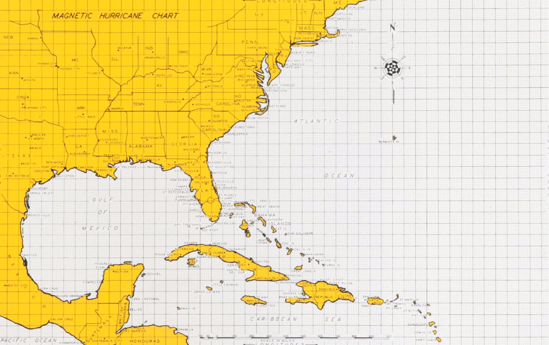 Vintage Magnetic Hurricane Tracking Chart With Magnets