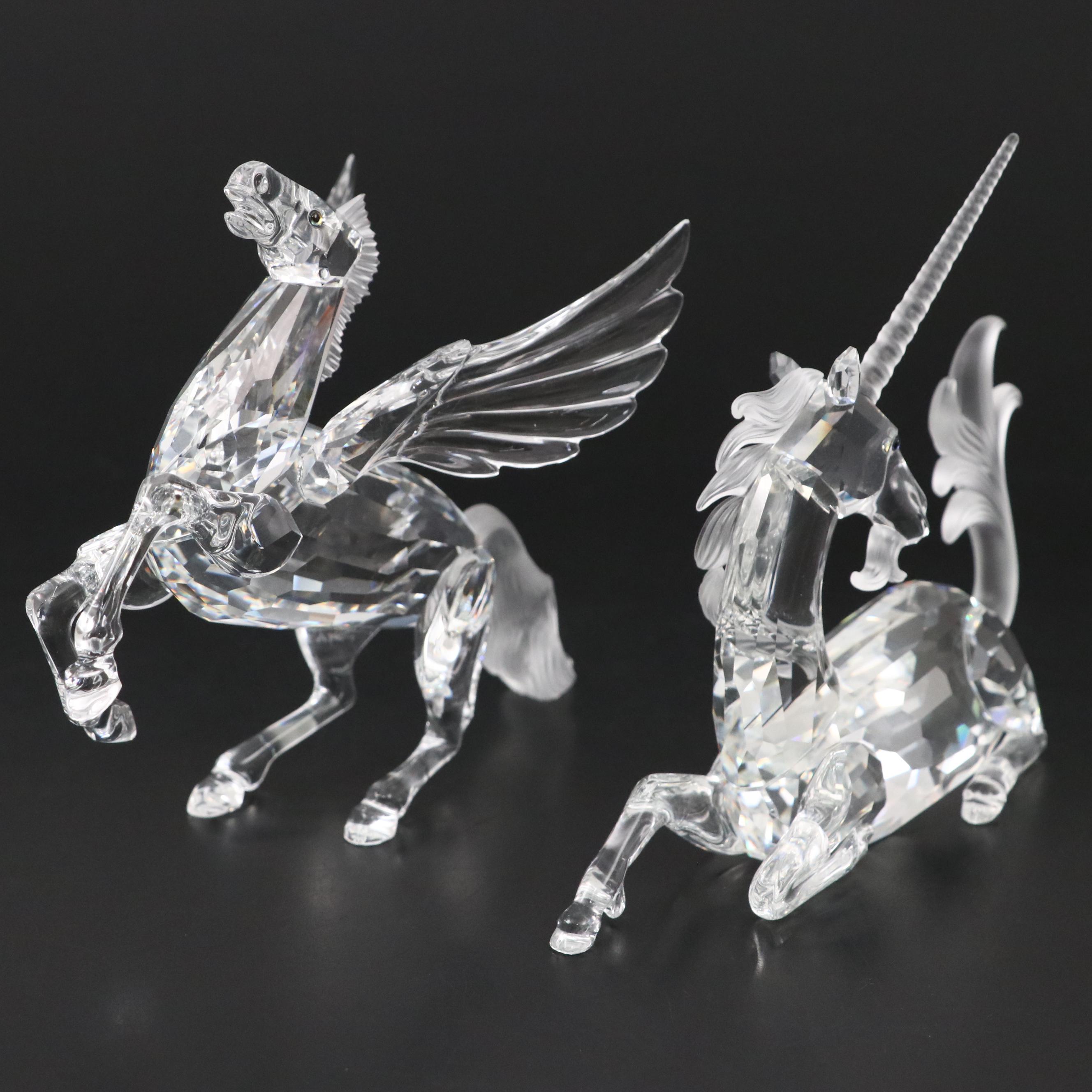 Swarovski Fabulous Creatures "The Unicorn" and "The Pegasus" Crystal Figurines