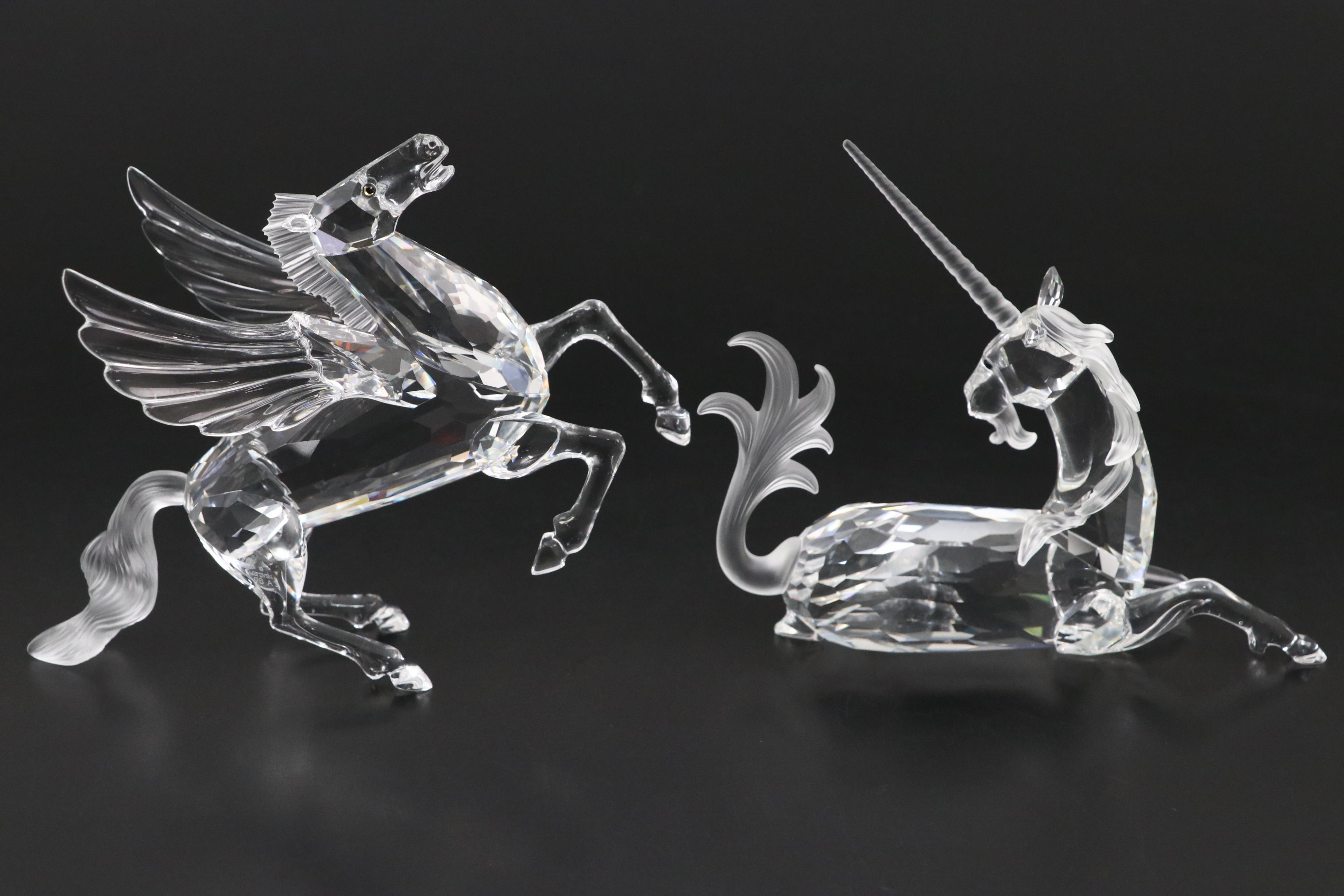 Swarovski Fabulous Creatures "The Unicorn" and "The Pegasus" Crystal Figurines