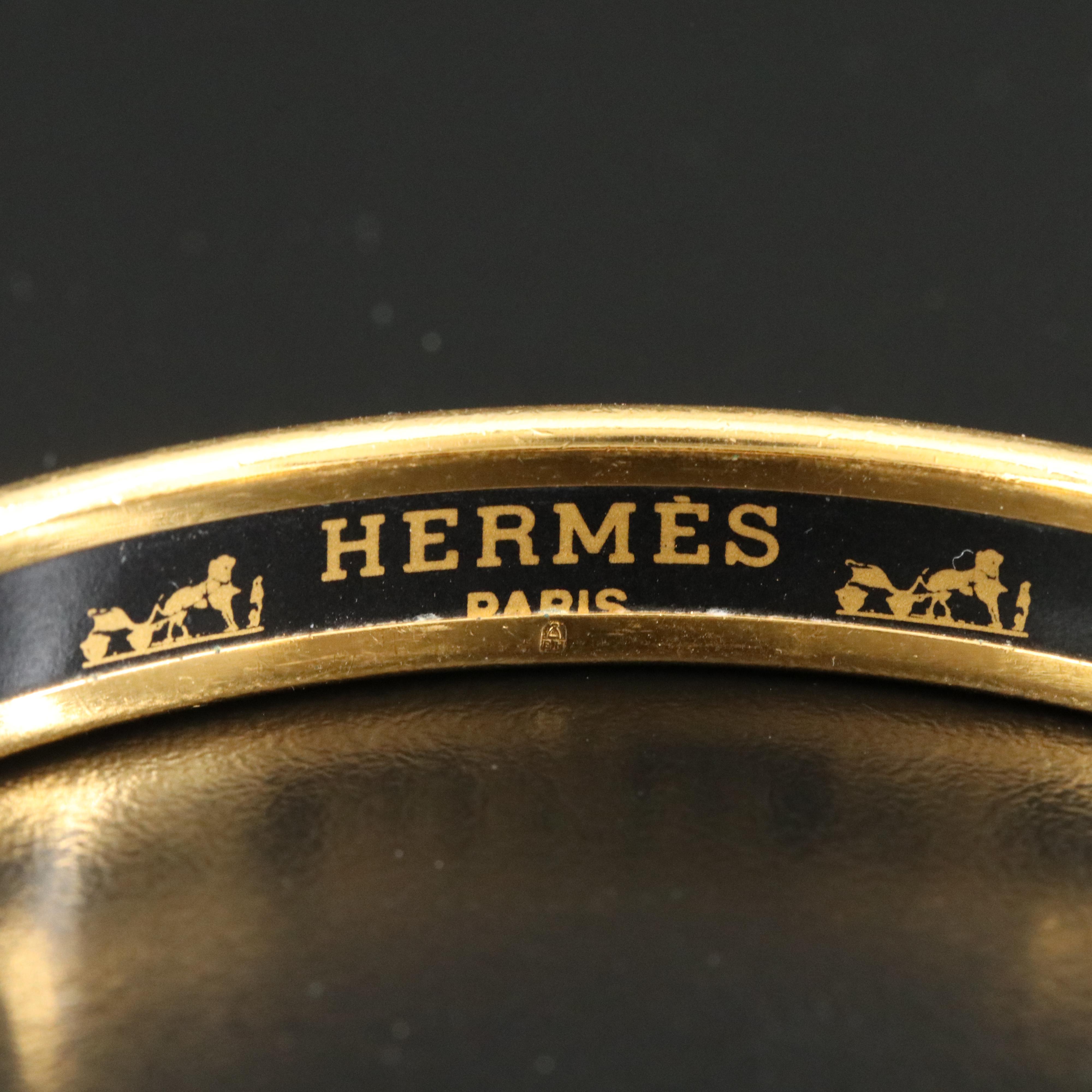 Hermès Rope Motif Enamel Narrow Bangle
