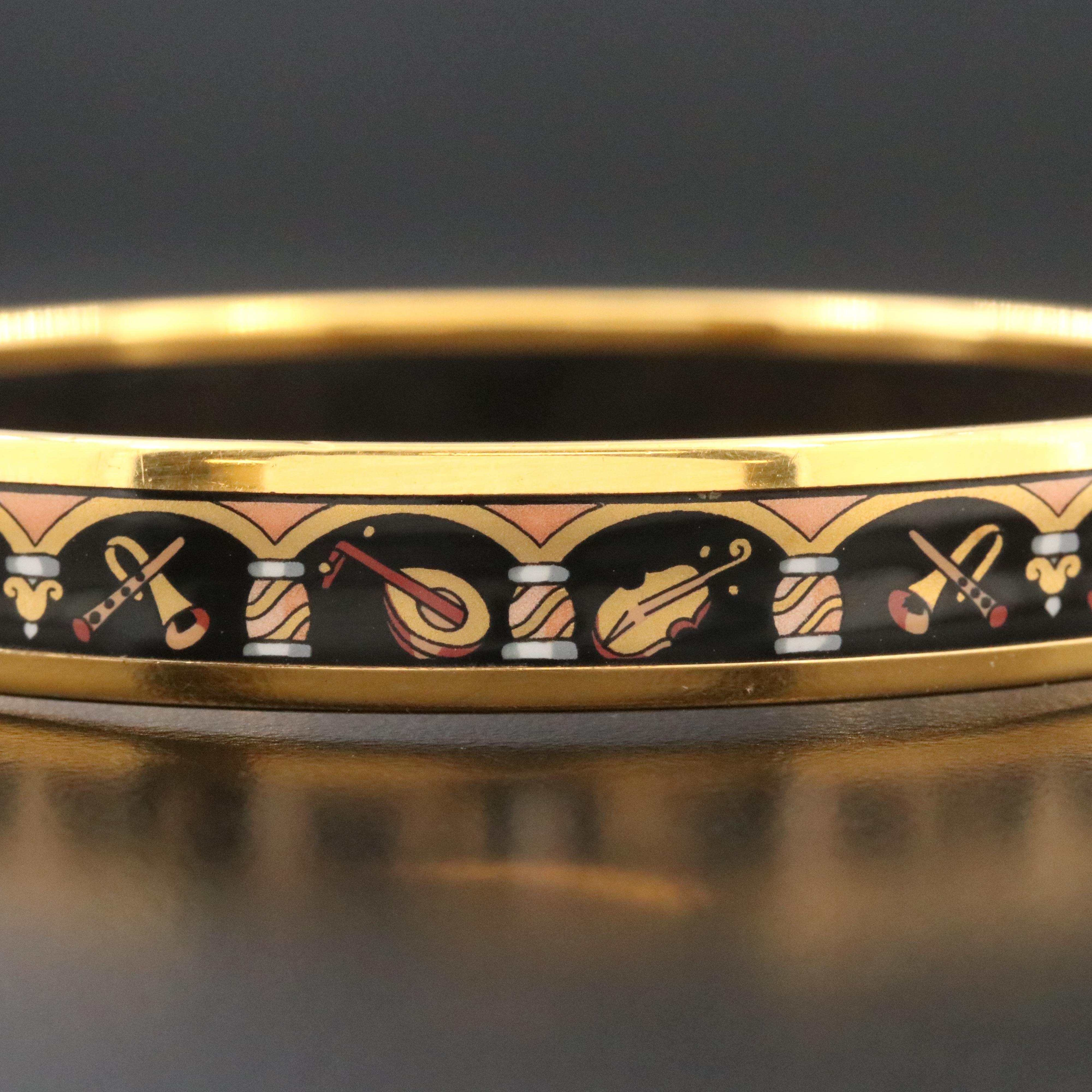 Hermès Enamel Musical Instruments Narrow Bangle